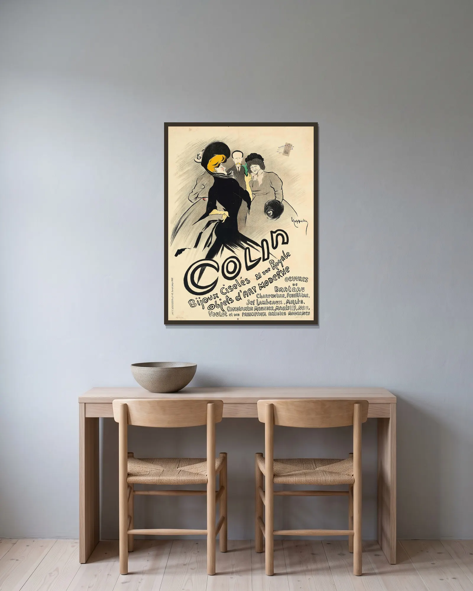 Colin av Leonetto Cappiello inramad på en vägg
