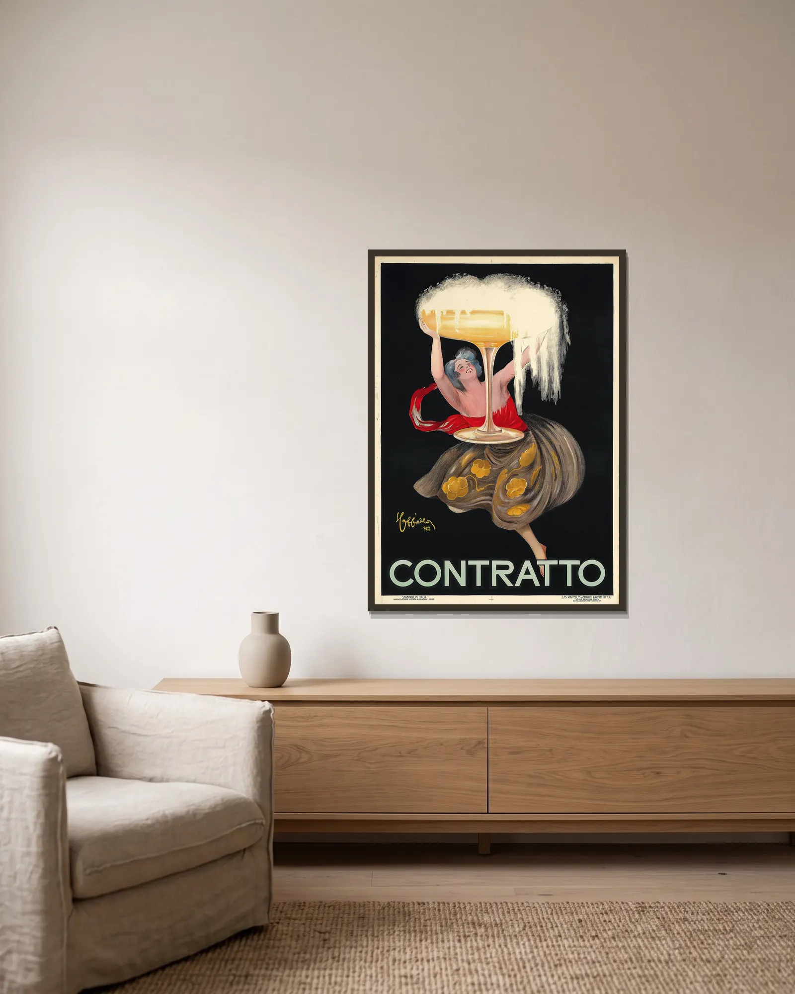 Contratto av Leonetto Cappiello inramad på en vägg