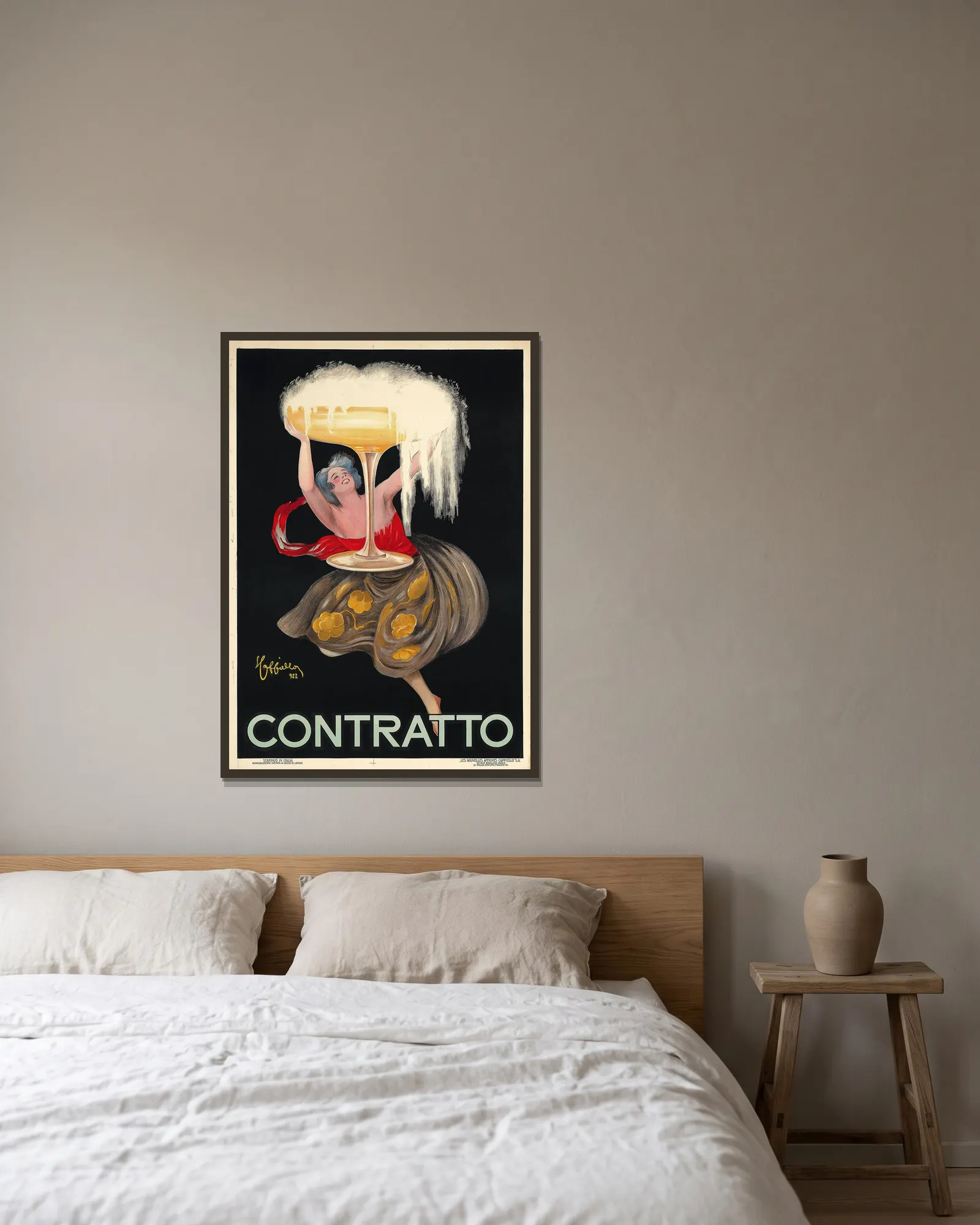 Contratto av Leonetto Cappiello inramad på en vägg
