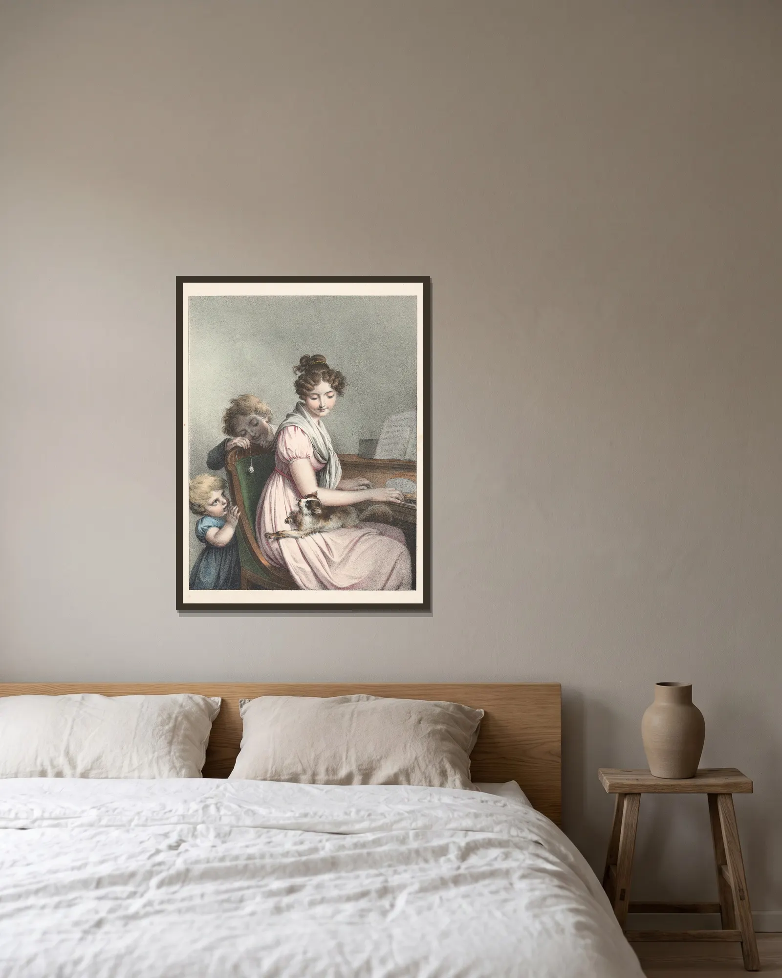 La distraction av Louis-Léopold Boilly inramad på en vägg