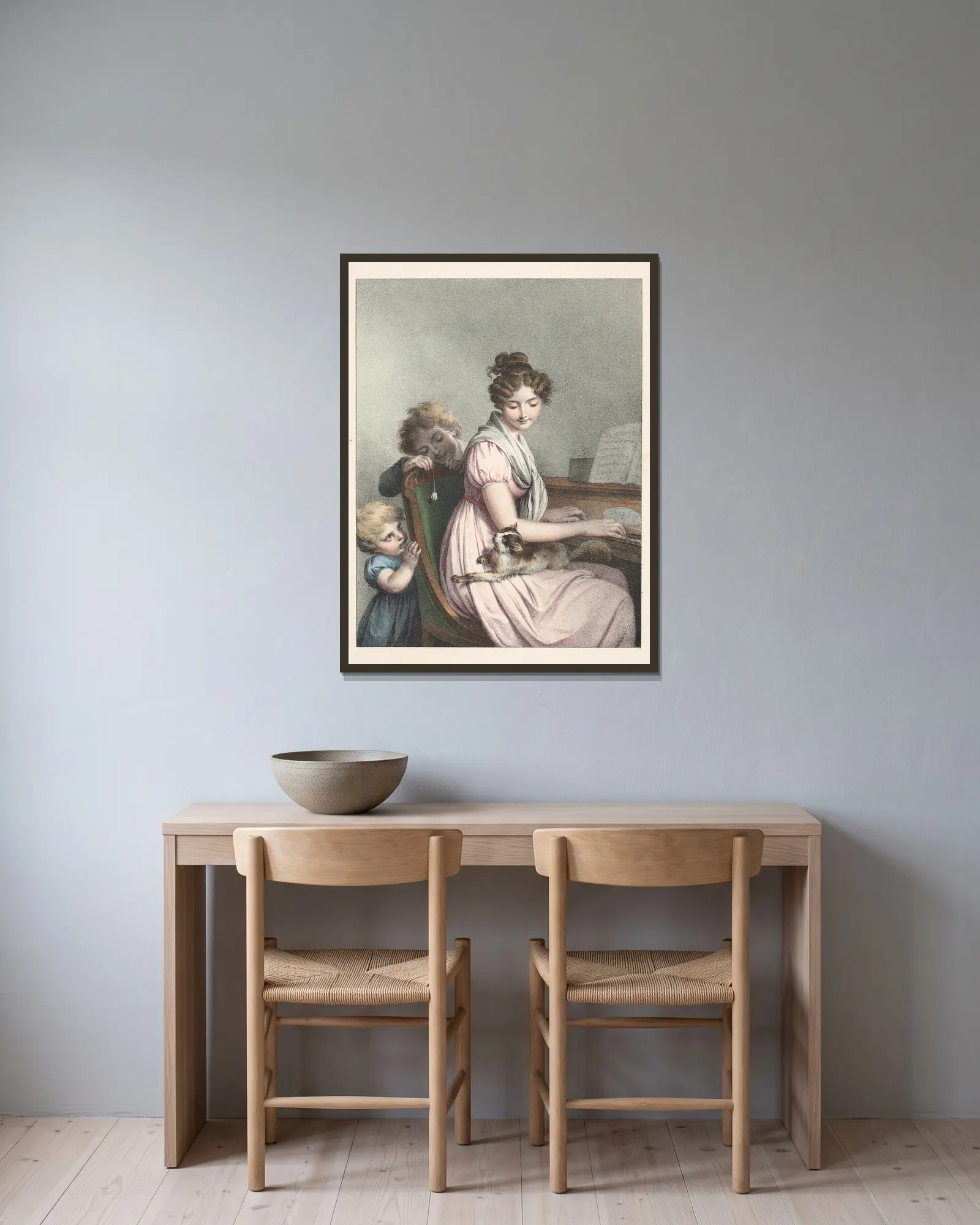 La distraction av Louis-Léopold Boilly inramad på en vägg