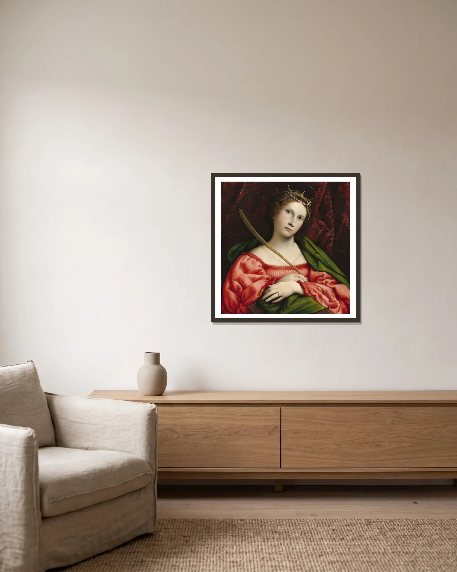 Saint Catherine av Lorenzo Lotto inramad på en vägg
