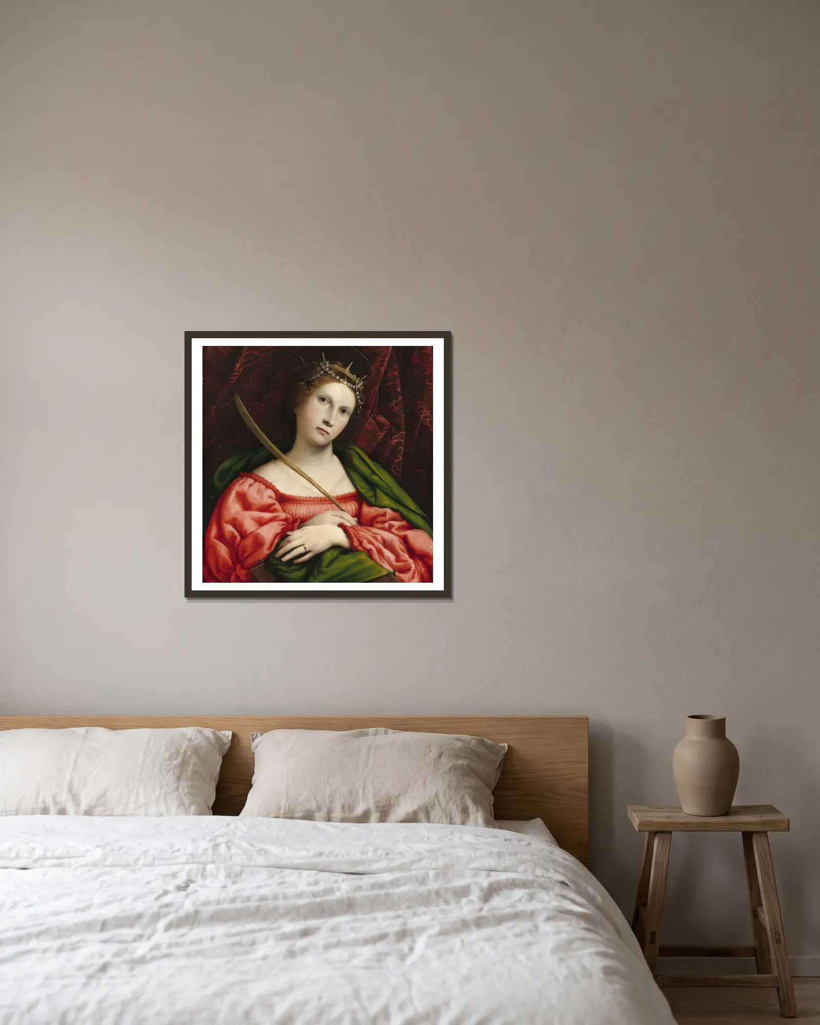 Saint Catherine av Lorenzo Lotto inramad på en vägg