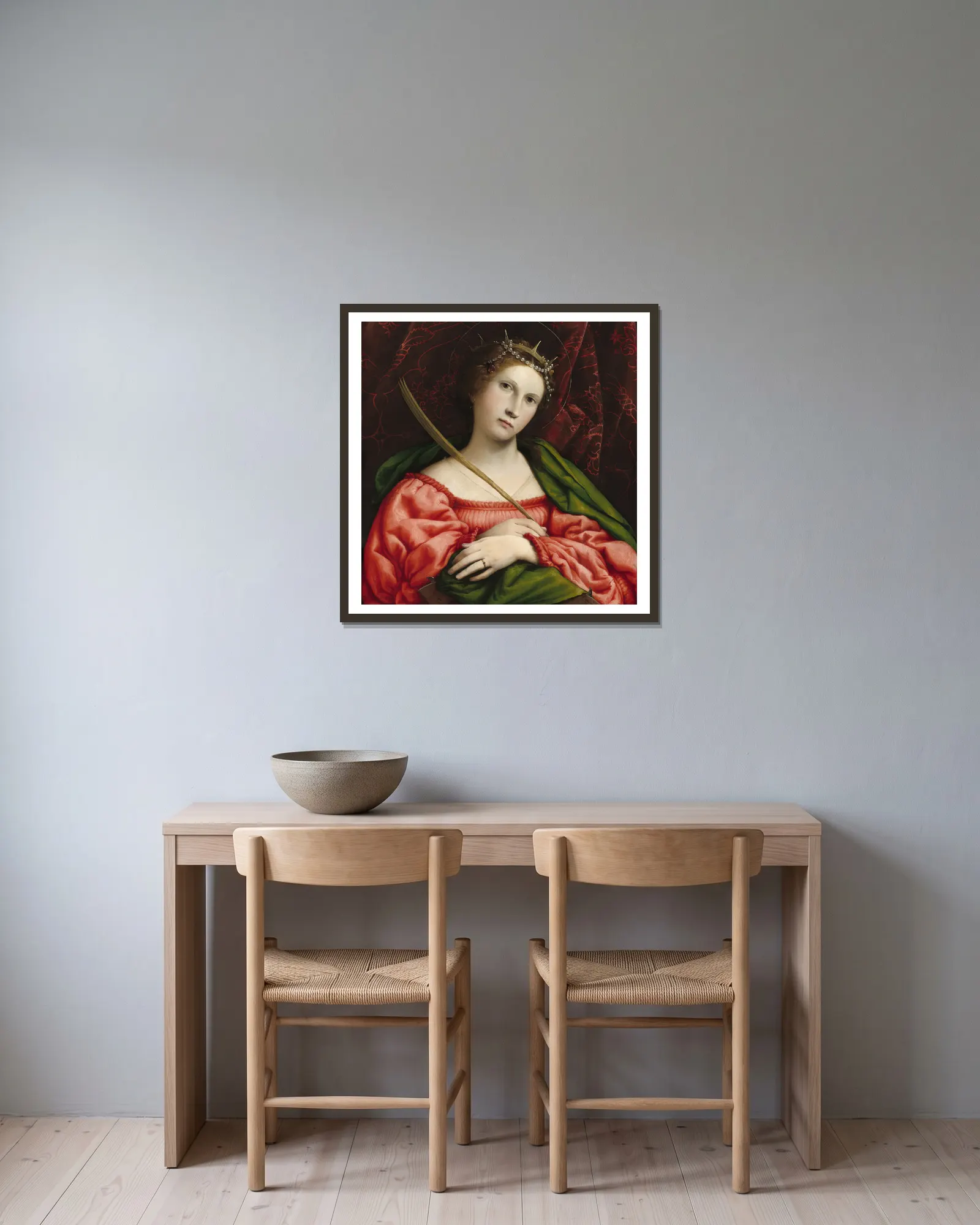 Saint Catherine av Lorenzo Lotto inramad på en vägg