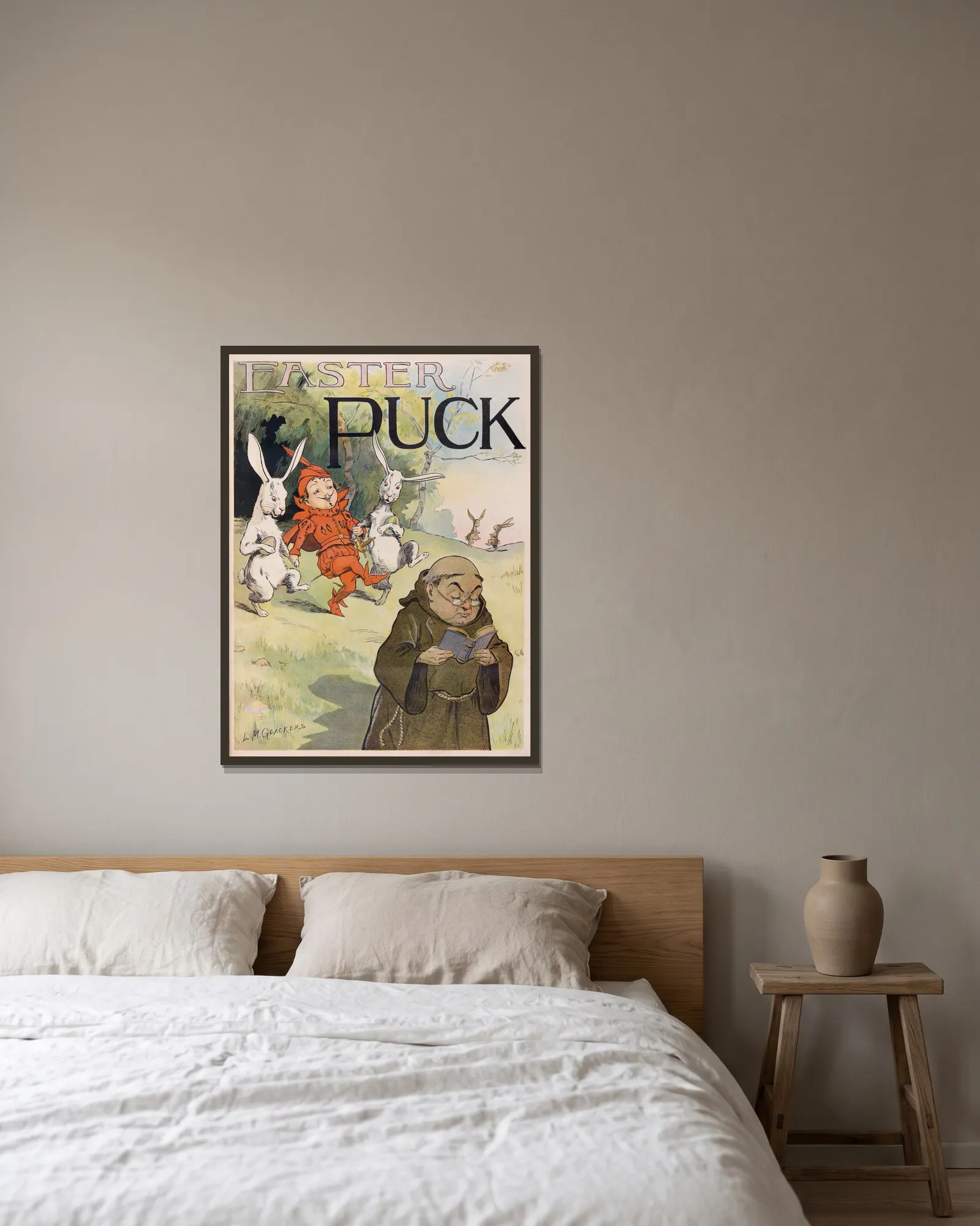 Easter Puck av Louis Glackens inramad på en vägg