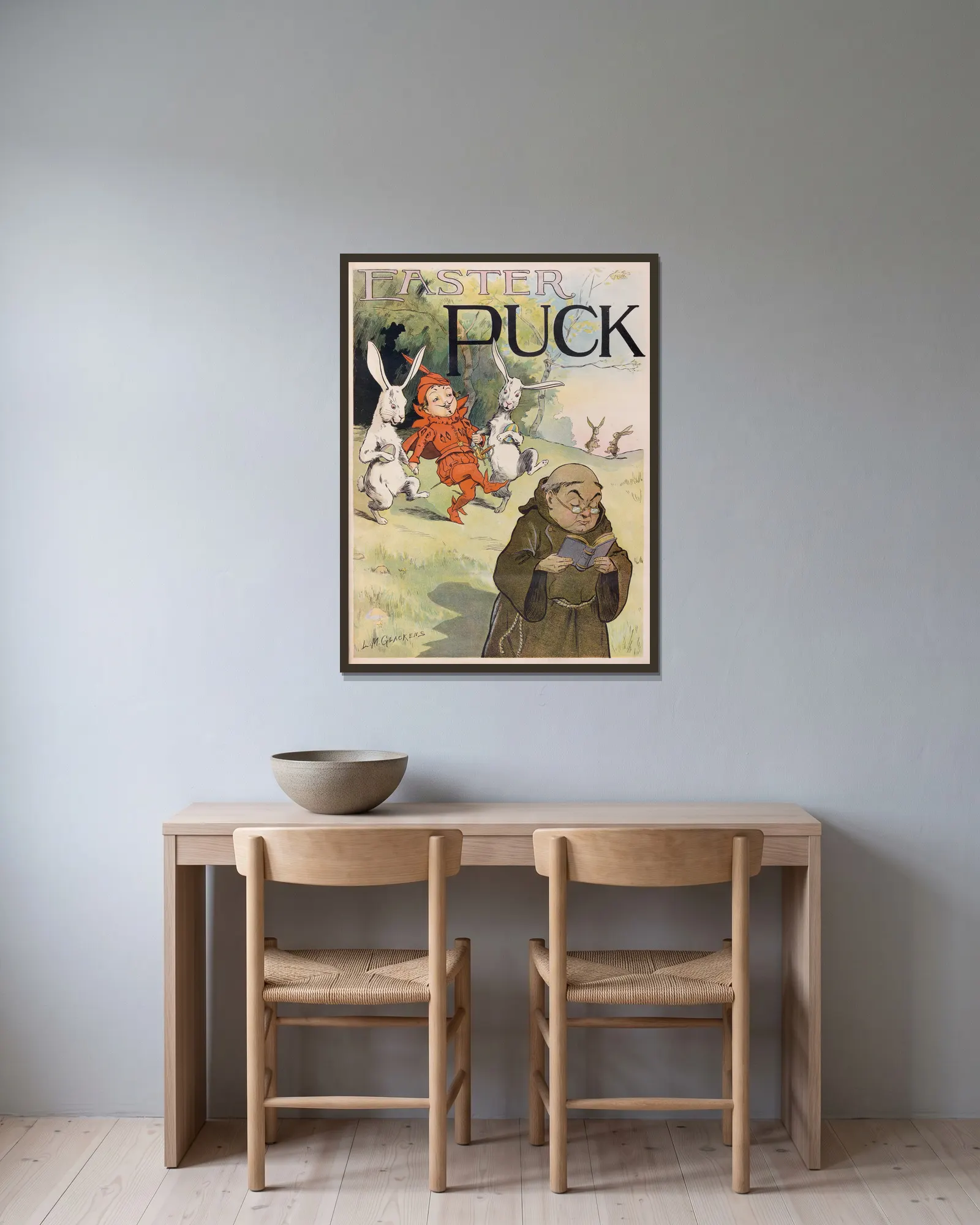 Easter Puck av Louis Glackens inramad på en vägg