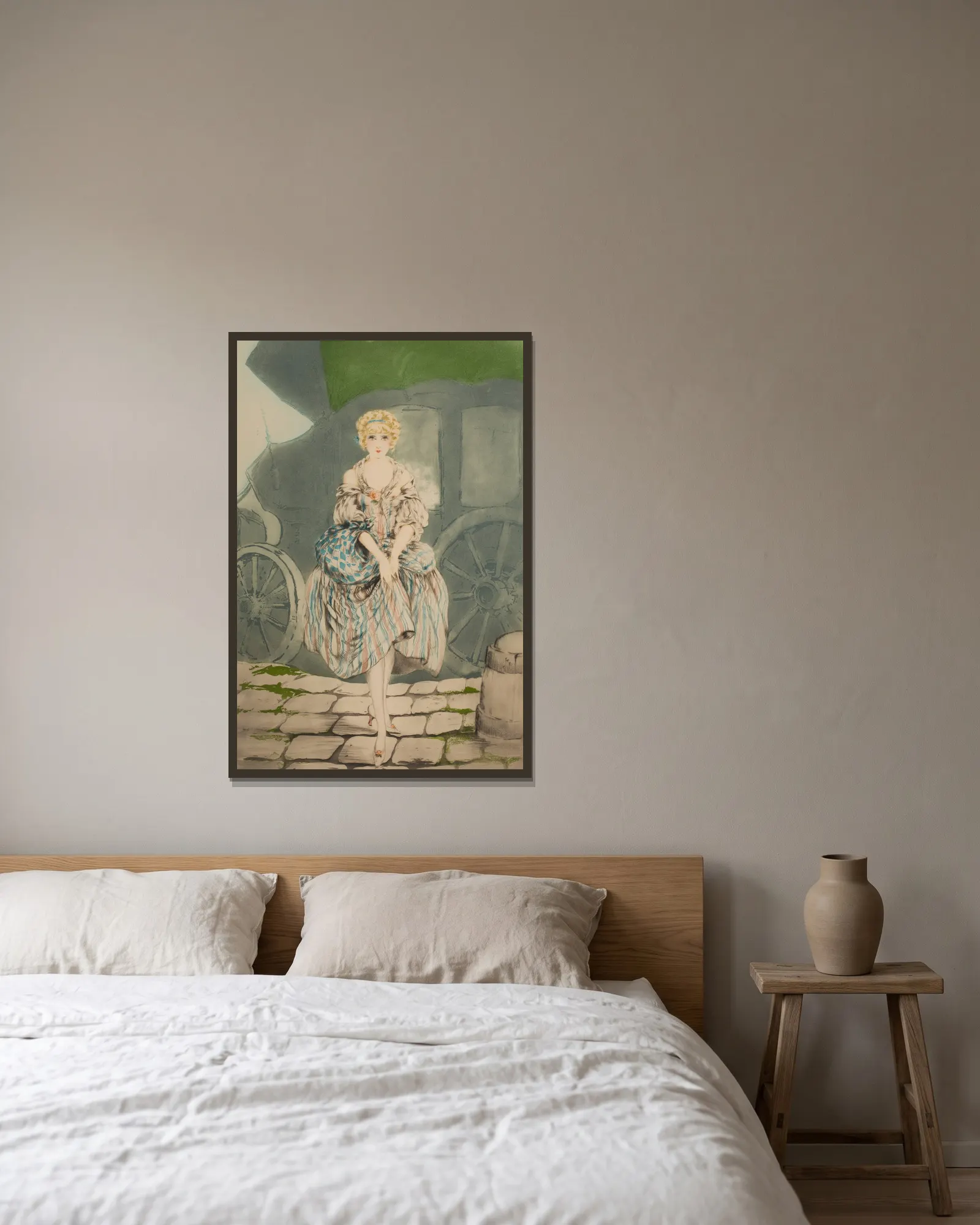 Pretty Lady av Louis Icart inramad på en vägg