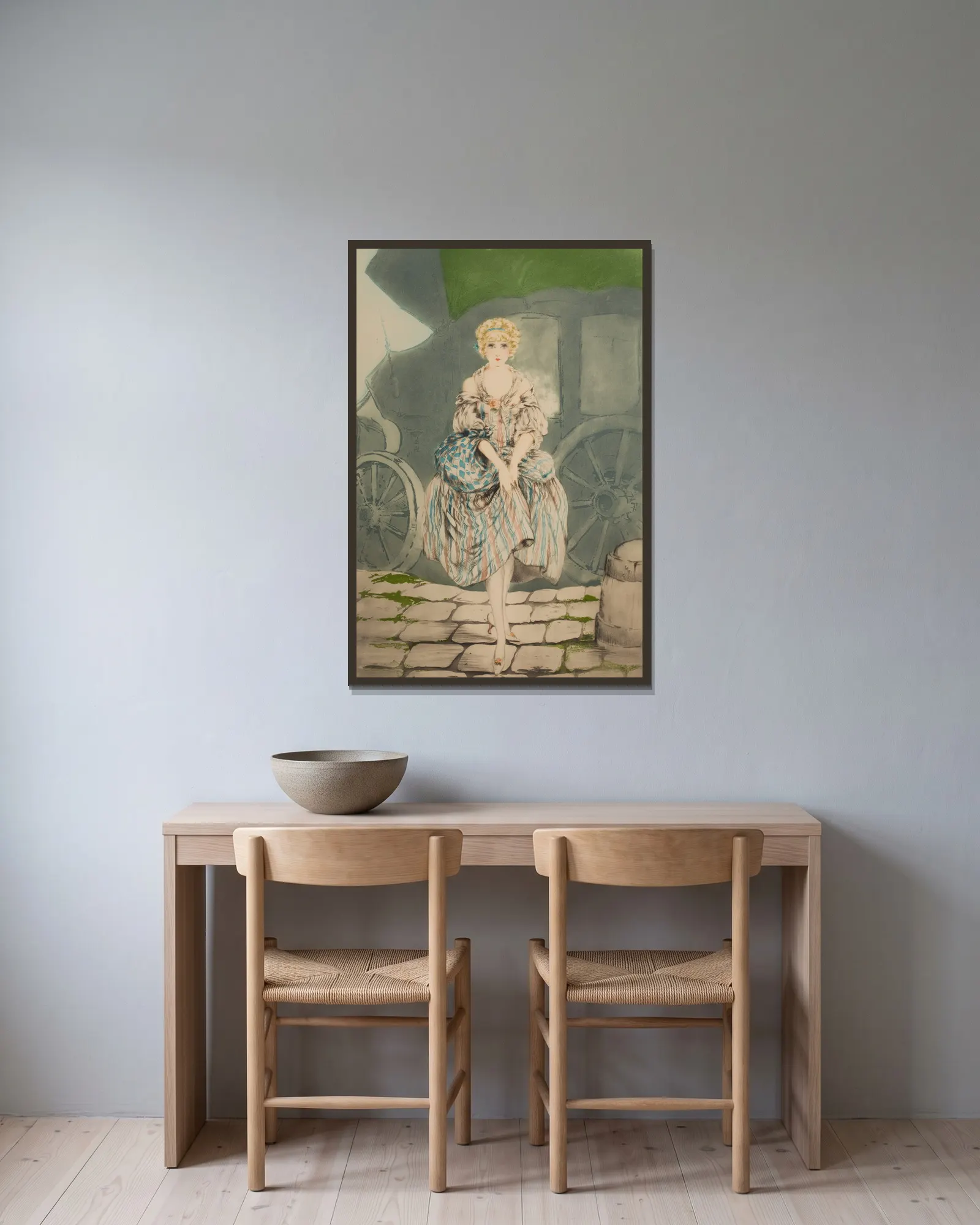 Pretty Lady av Louis Icart inramad på en vägg