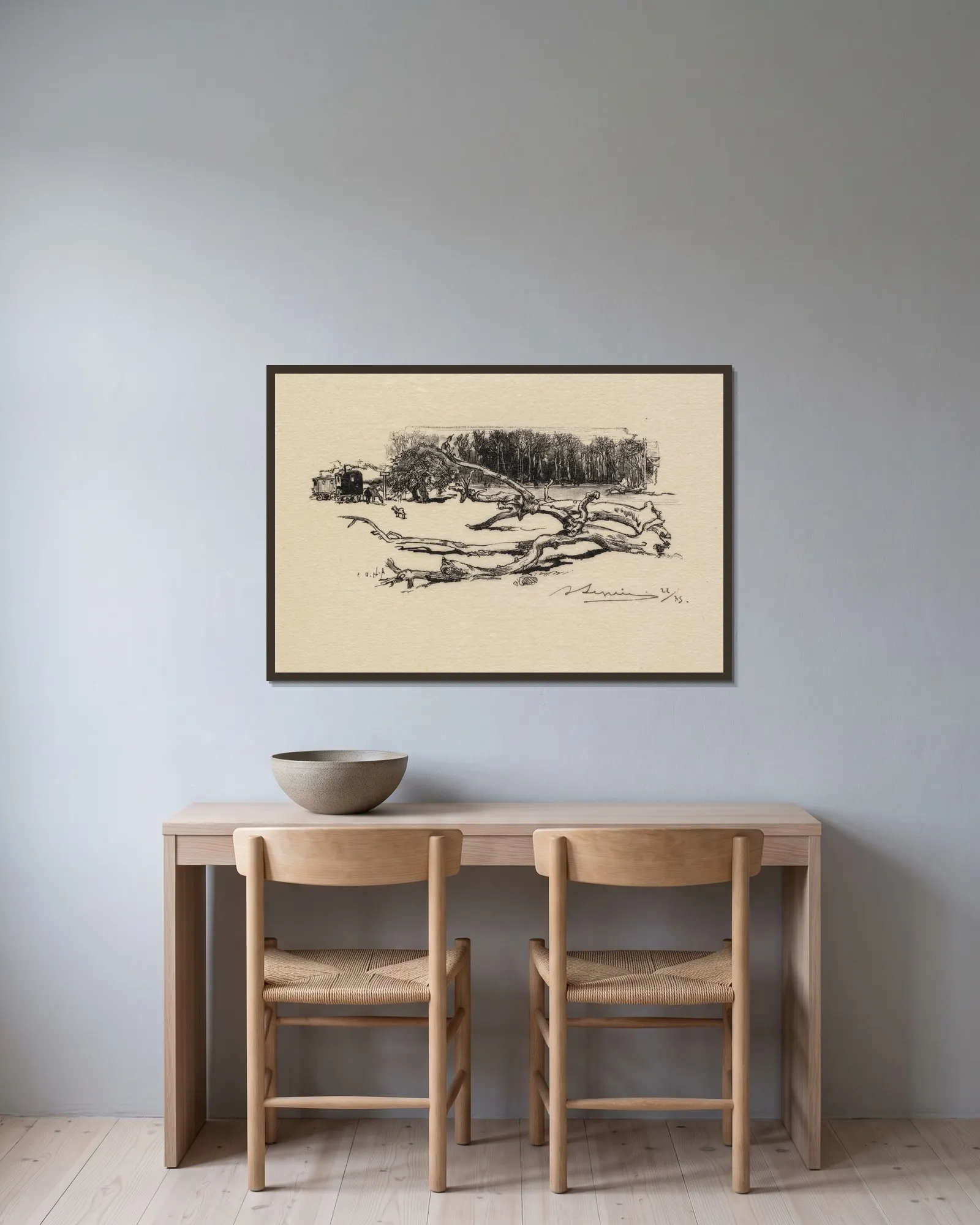 Carrefour de l’Epine av Auguste Louis Lepère inramad på en vägg