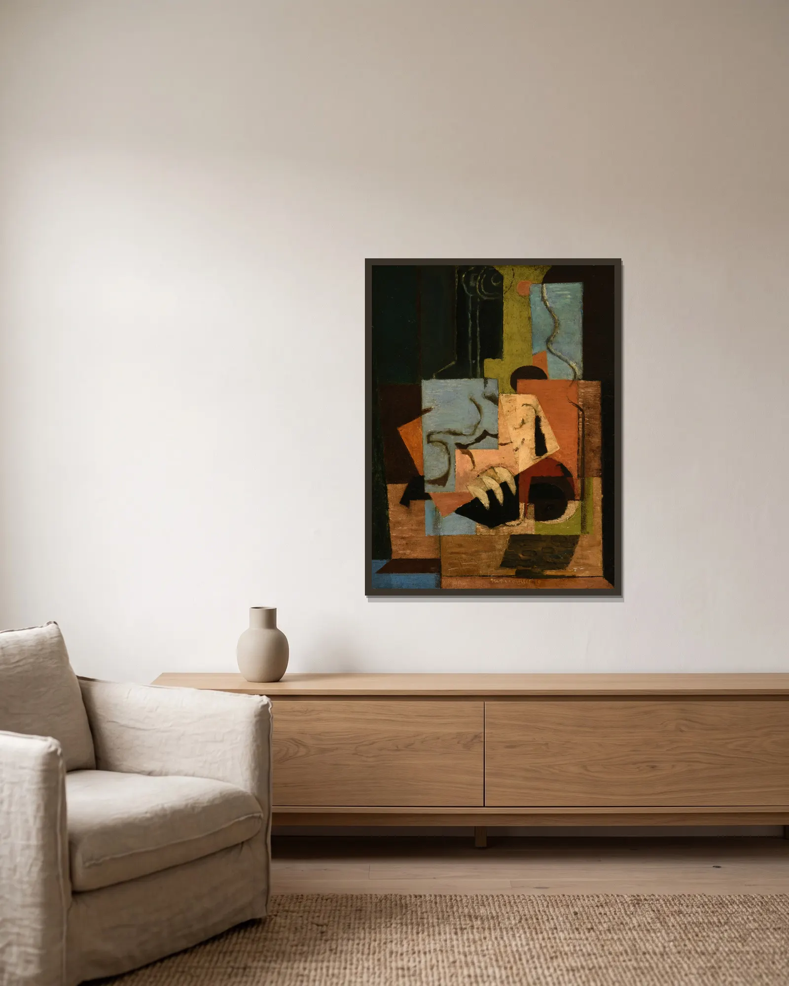 Composition av Louis Marcoussis inramad på en vägg