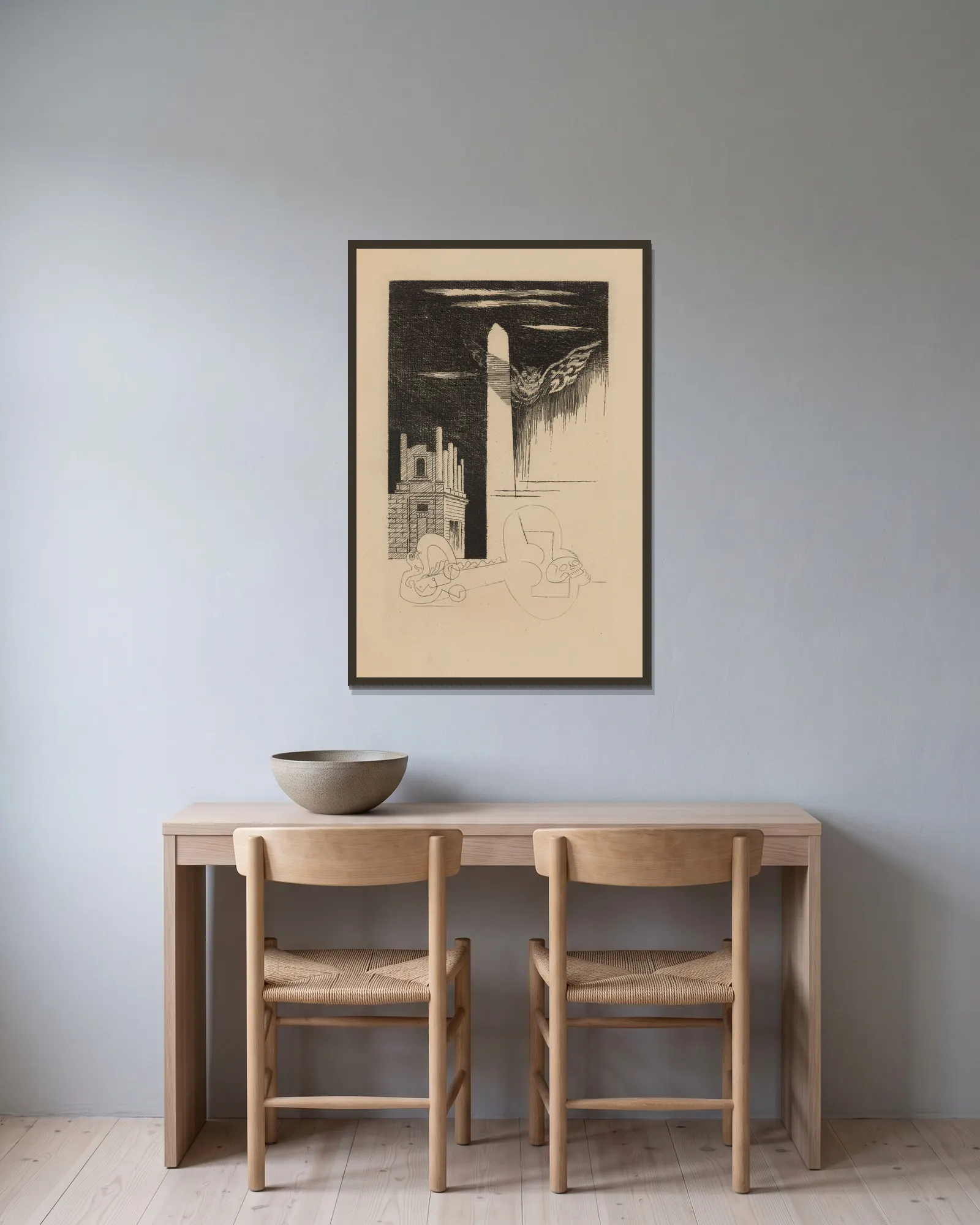 L’Ermite av Louis Marcoussis inramad på en vägg