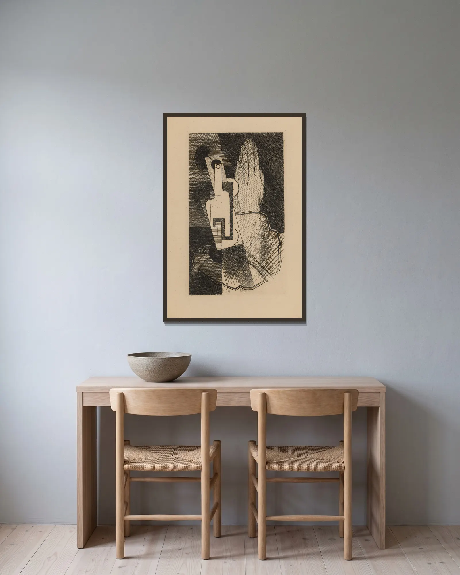 Vendémiaire av Louis Marcoussis inramad på en vägg