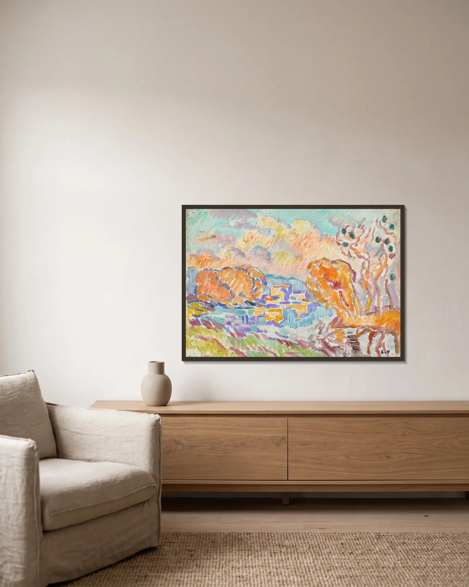 La Sologne av Louis Valtat inramad på en vägg