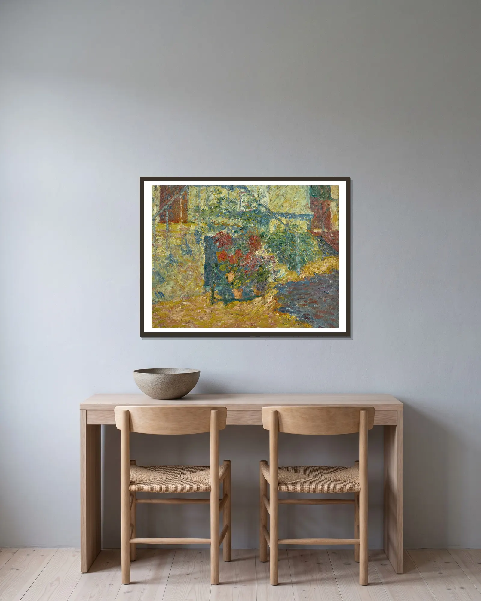 Le perron fleuri – Versailles av Louis Valtat inramad på en vägg