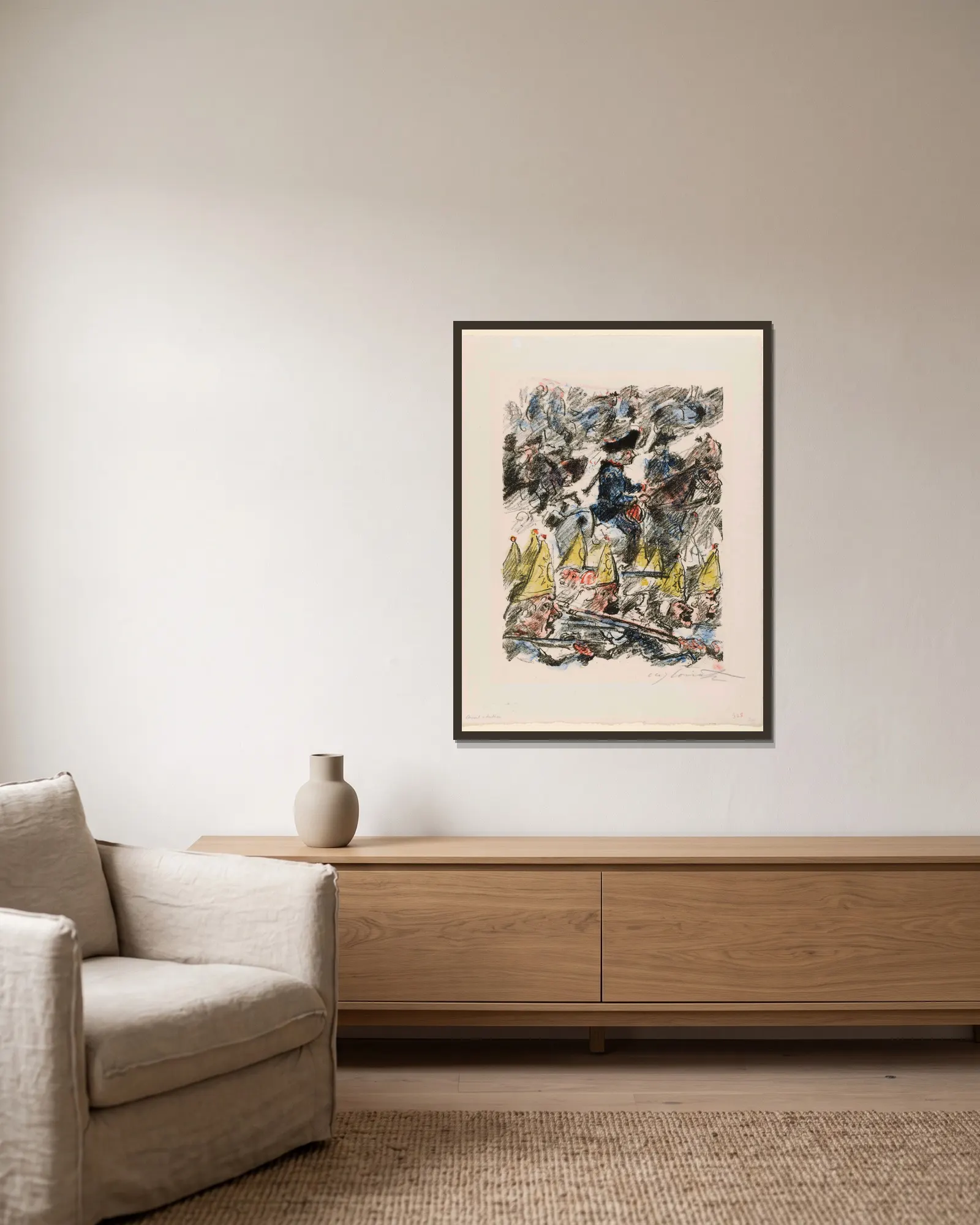Der König Bei Leuthen av Lovis Corinth inramad på en vägg