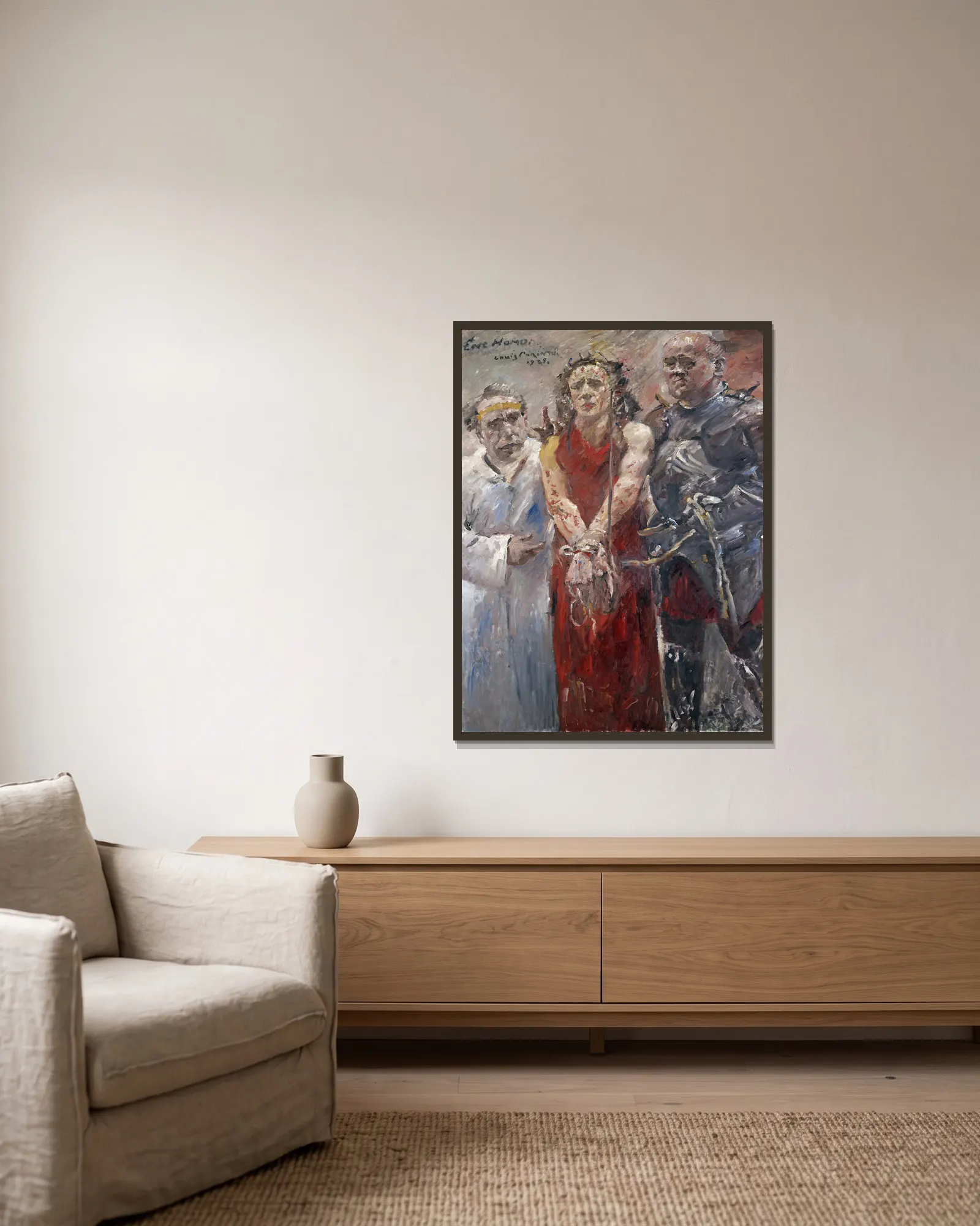 Ecce Homo av Lovis Corinth inramad på en vägg