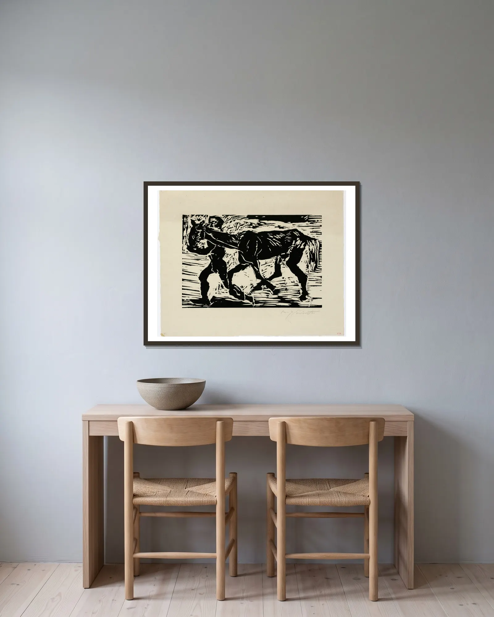 Mann Und Pferd av Lovis Corinth inramad på en vägg