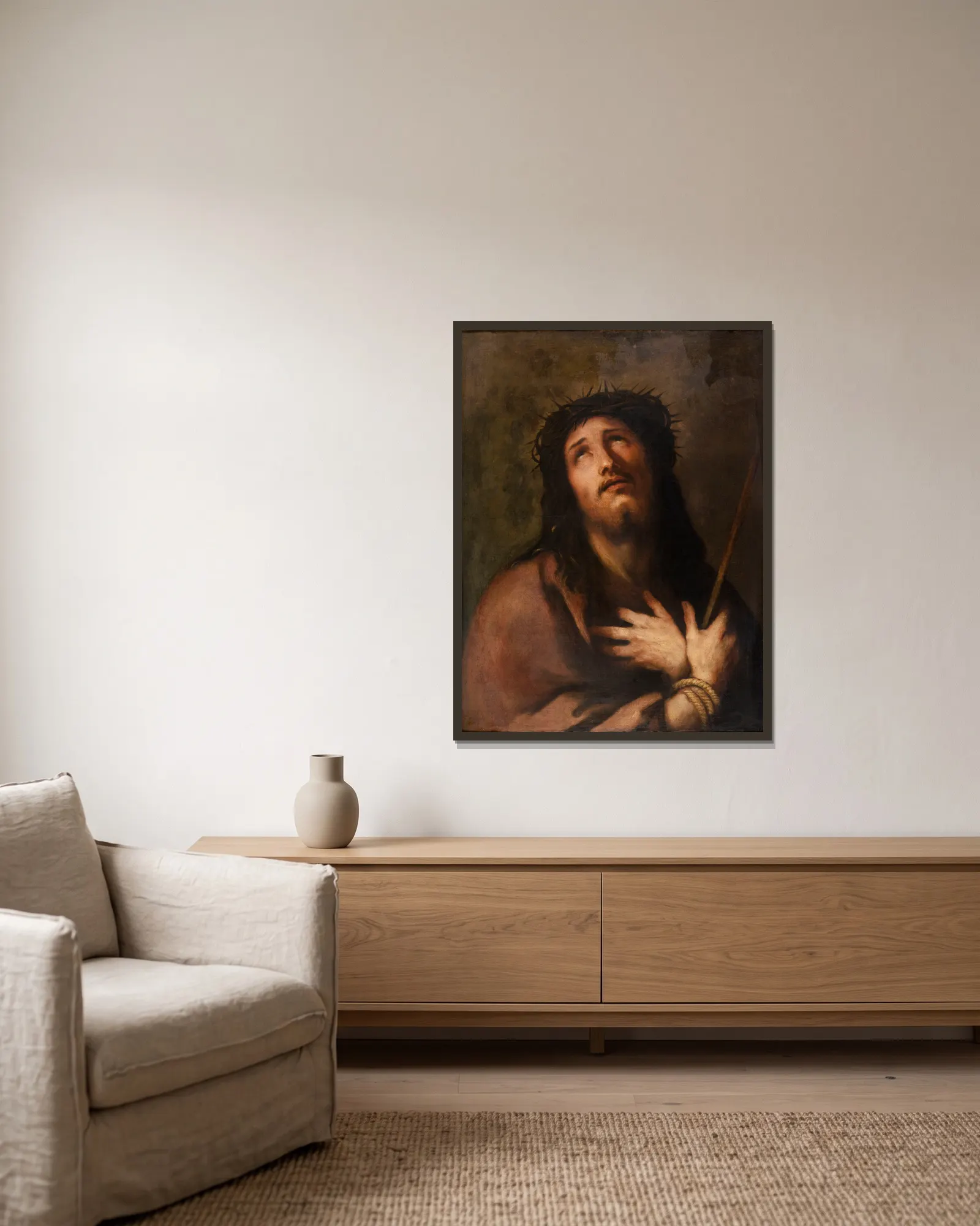Ecce Homo av Luca Giordano inramad på en vägg
