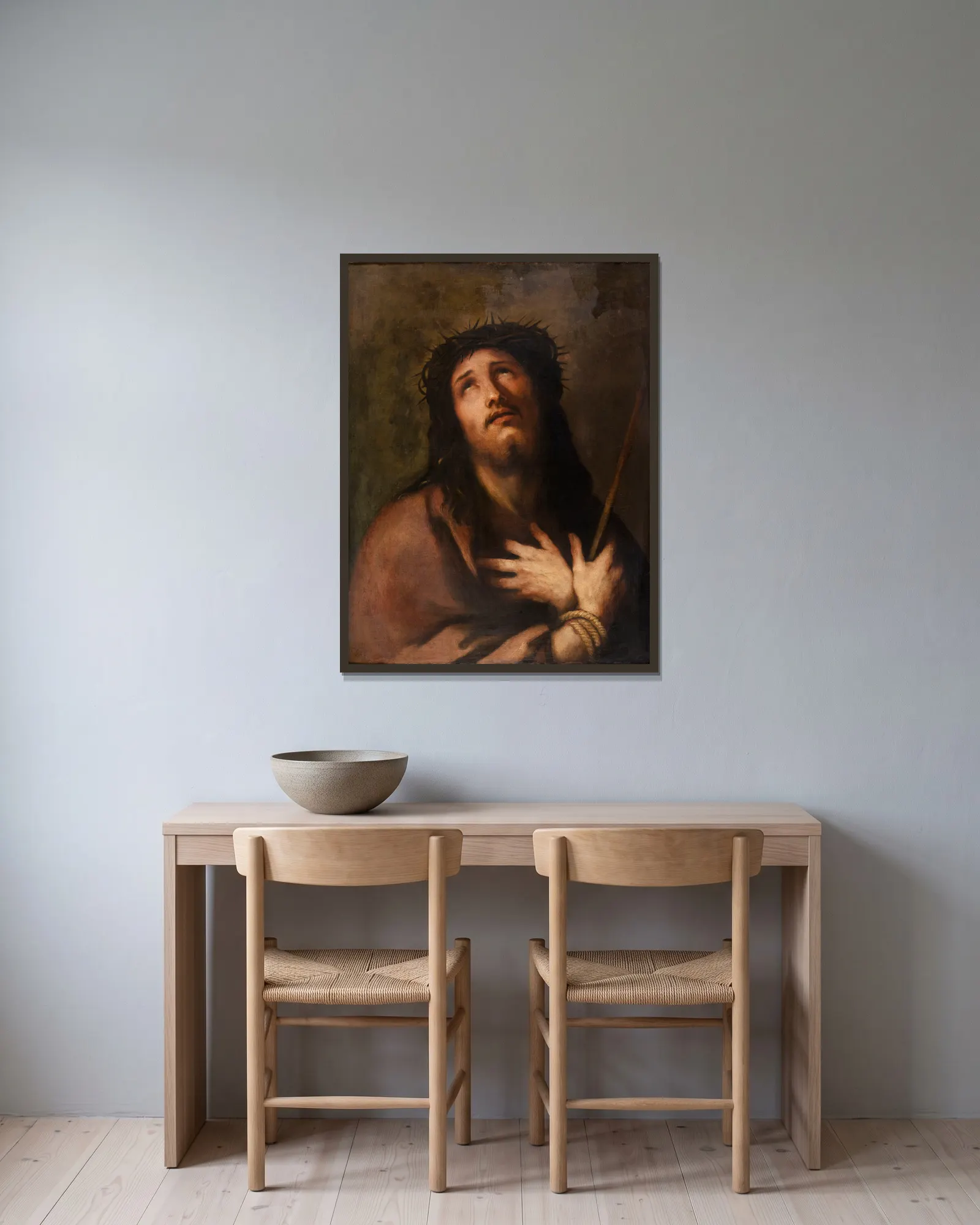 Ecce Homo av Luca Giordano inramad på en vägg
