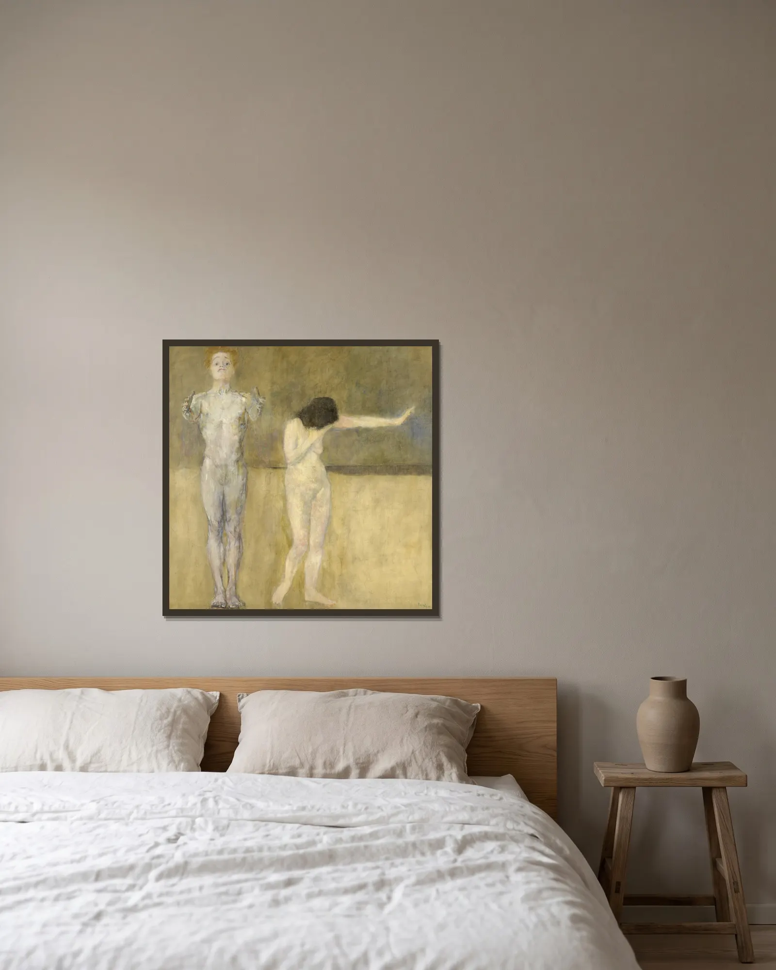 Adam and Eve av Ludvig Karsten inramad på en vägg