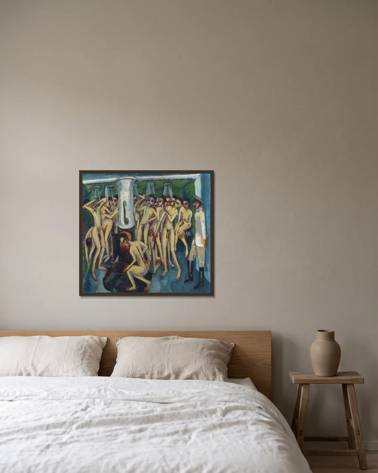 Artillerymen av Ernst Ludwig Kirchner inramad på en vägg