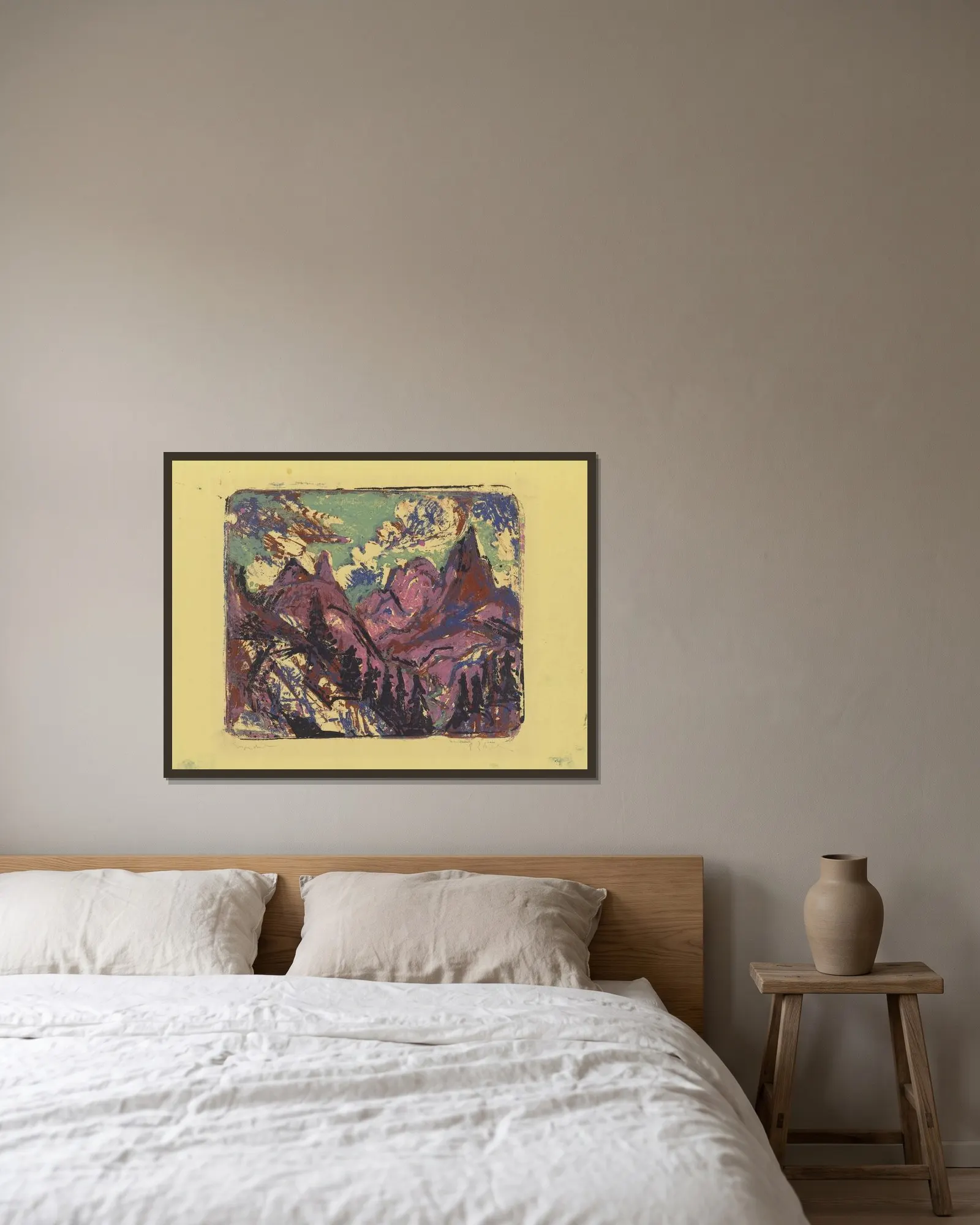 Berge av Ernst Ludwig Kirchner inramad på en vägg