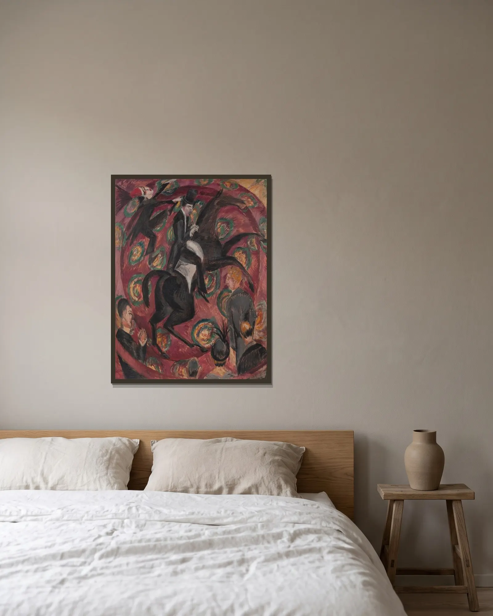 Circus Rider av Ernst Ludwig Kirchner inramad på en vägg