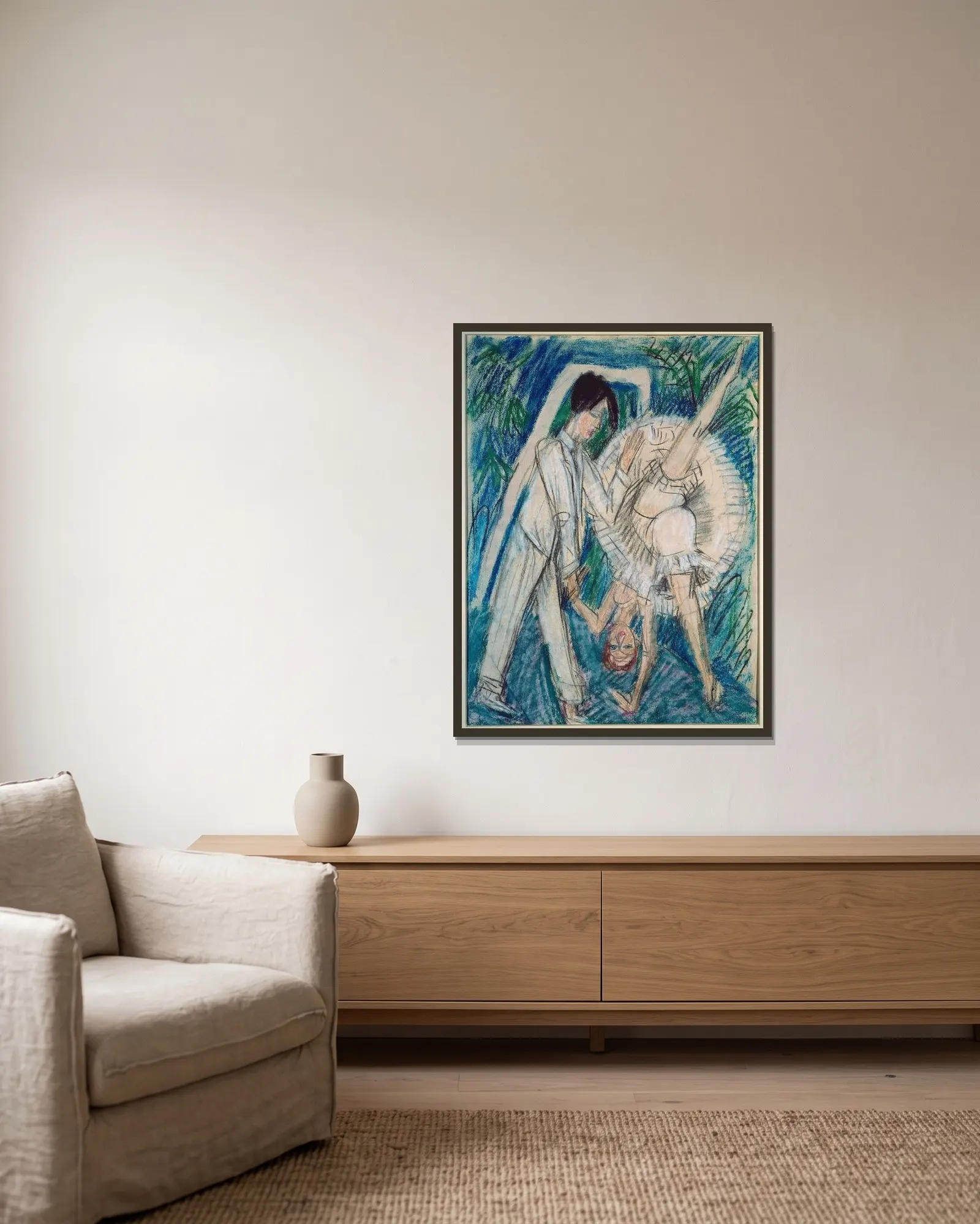 Dancing Couple av Ernst Ludwig Kirchner inramad på en vägg