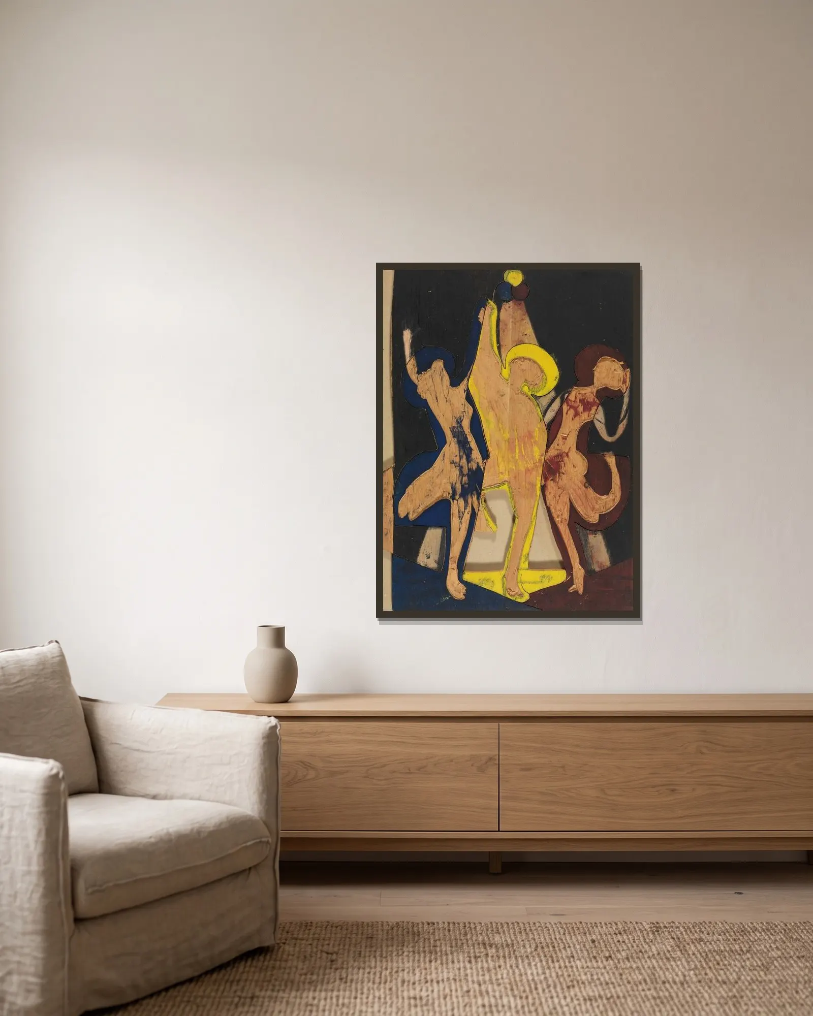 Farbentanz, Farbstock I av Ernst Ludwig Kirchner inramad på en vägg