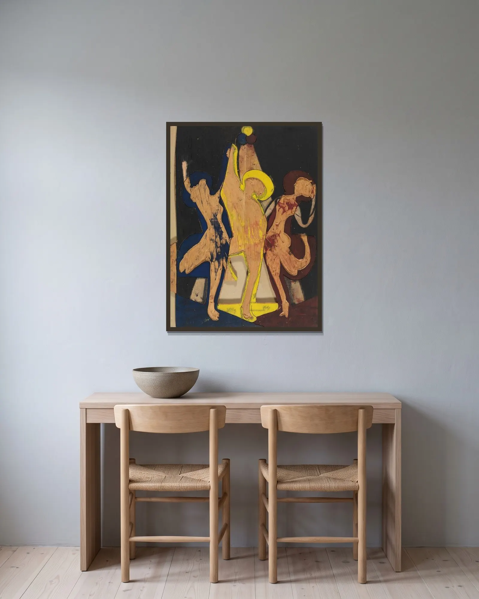 Farbentanz, Farbstock I av Ernst Ludwig Kirchner inramad på en vägg