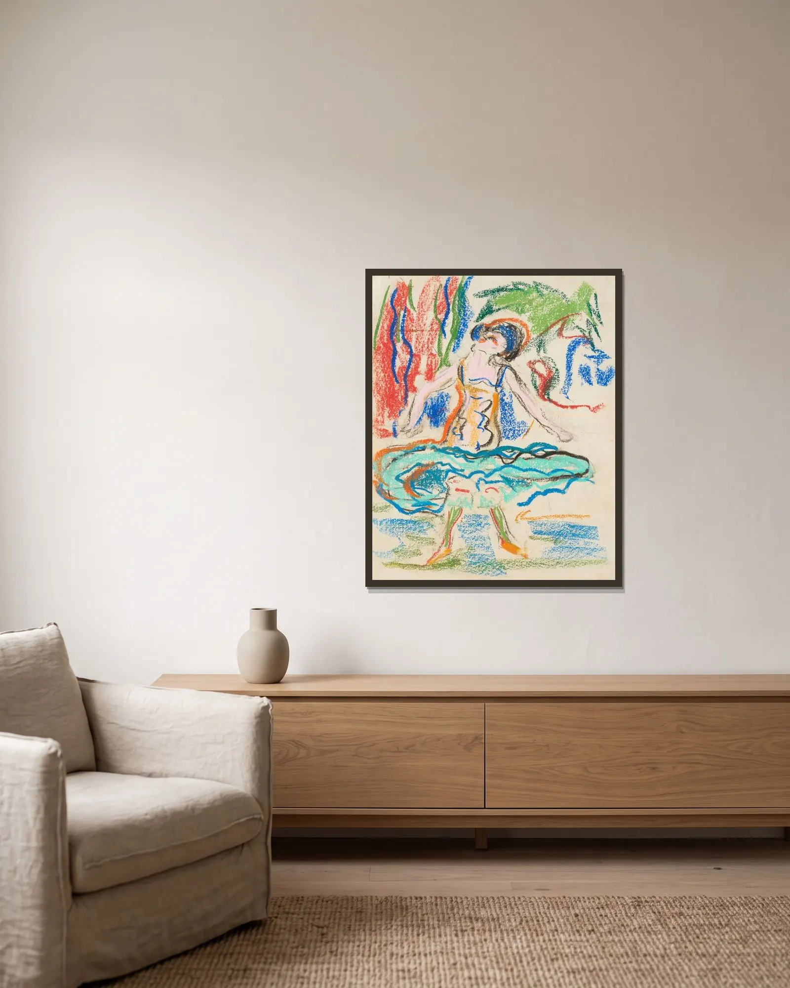 Kabarett-Tänzerin av Ernst Ludwig Kirchner inramad på en vägg