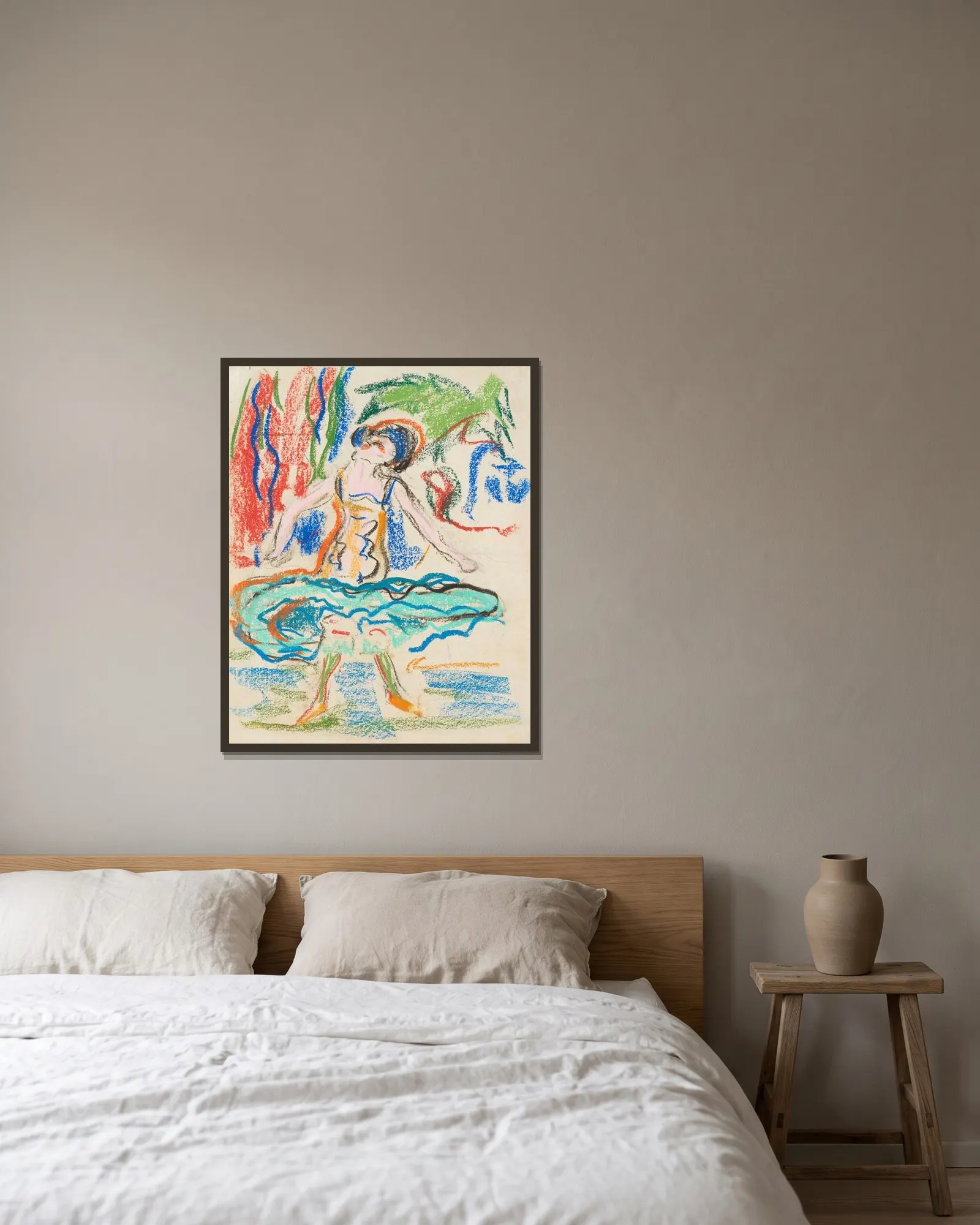 Kabarett-Tänzerin av Ernst Ludwig Kirchner inramad på en vägg