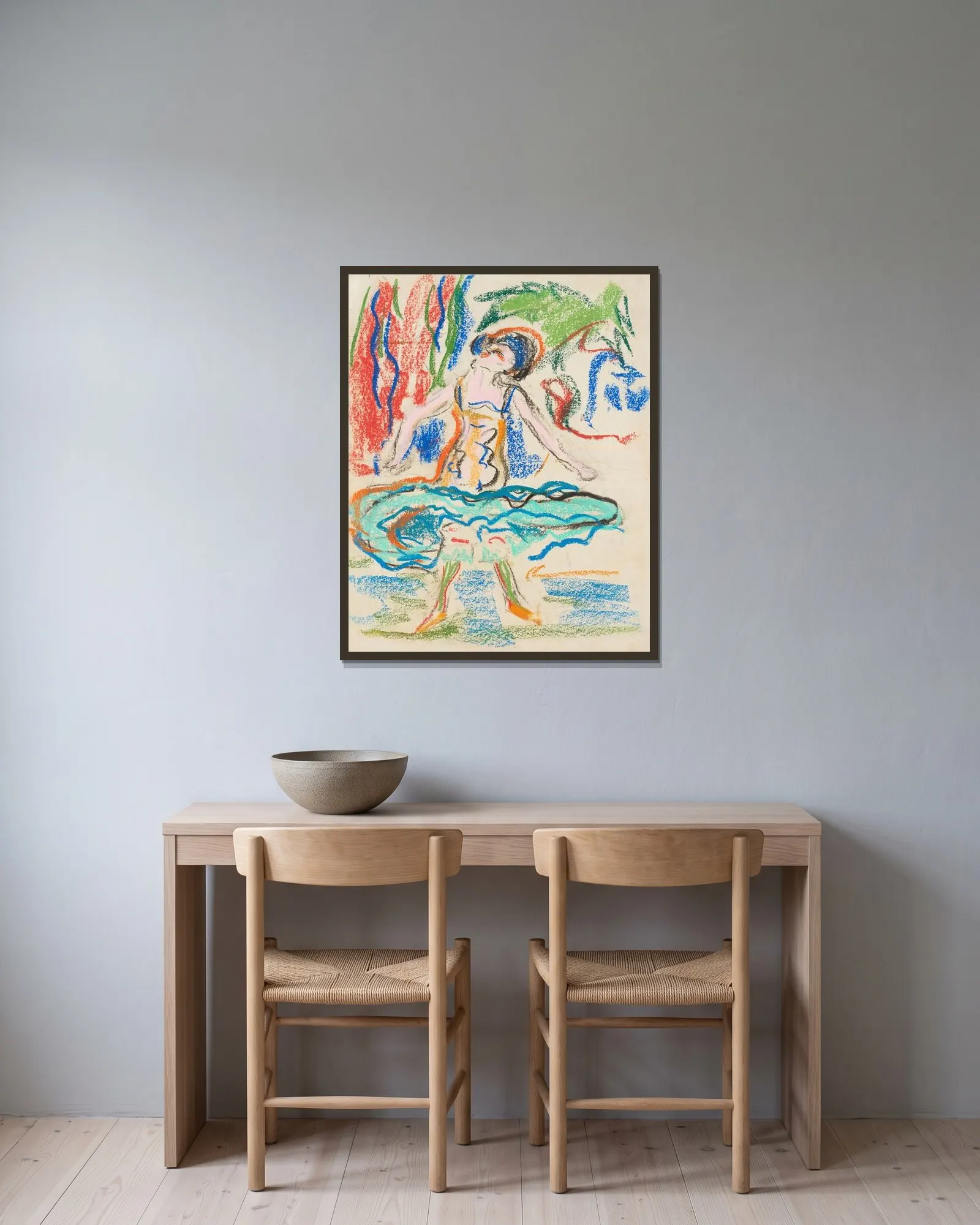 Kabarett-Tänzerin av Ernst Ludwig Kirchner inramad på en vägg