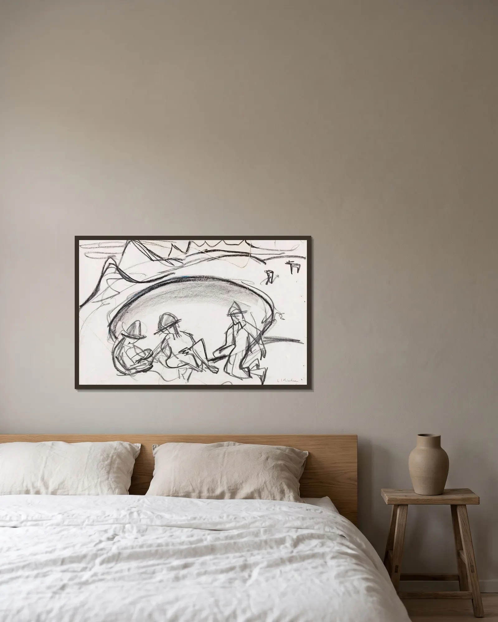 Knaben am See av Ernst Ludwig Kirchner inramad på en vägg