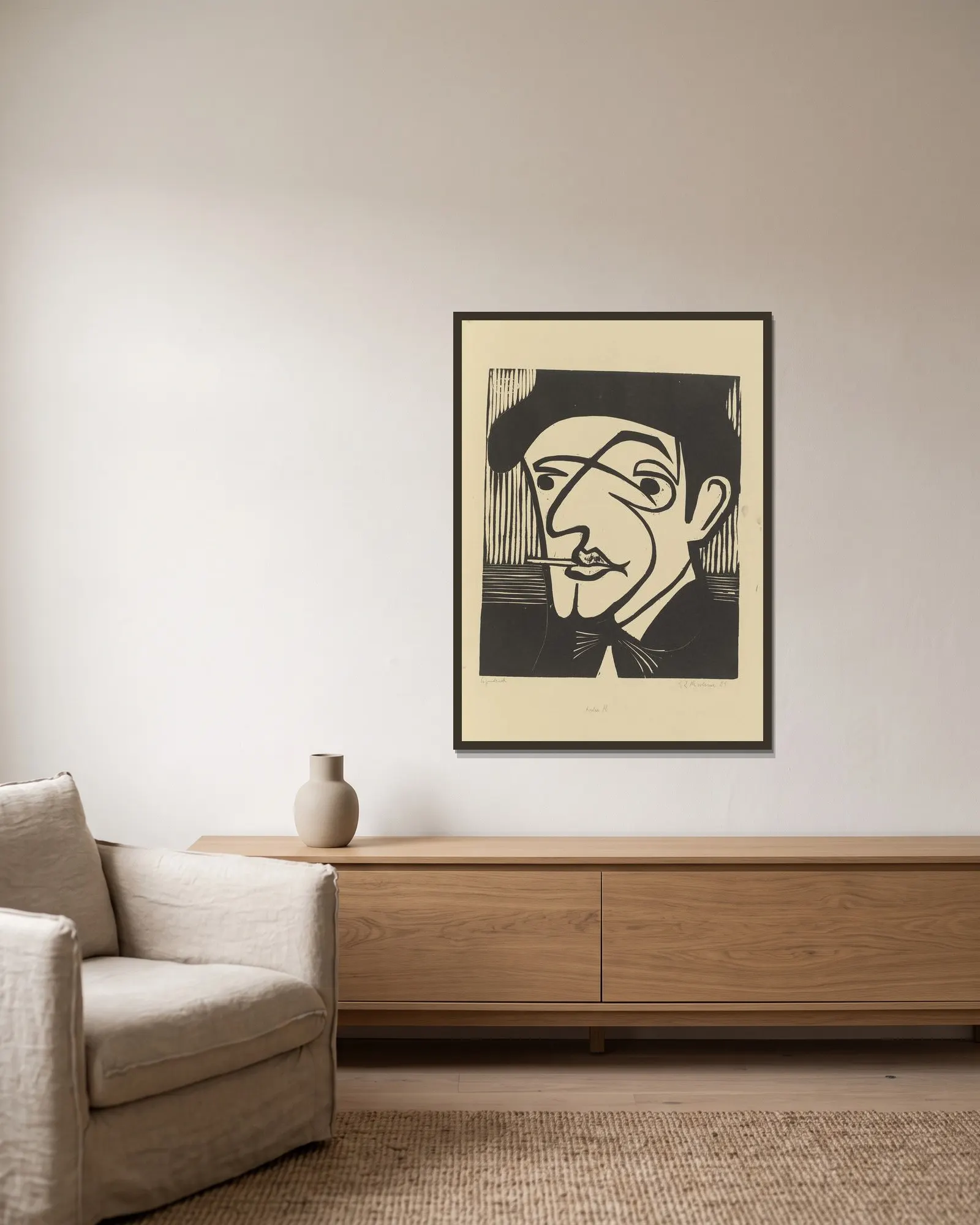 Maler M. av Ernst Ludwig Kirchner inramad på en vägg