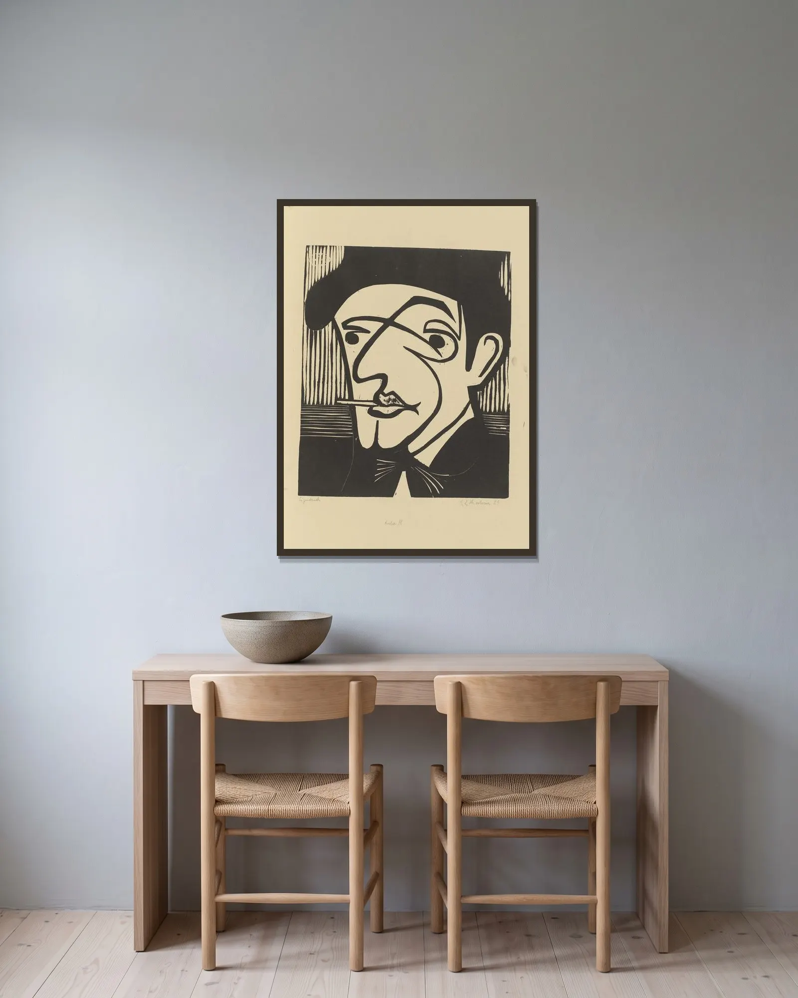 Maler M. av Ernst Ludwig Kirchner inramad på en vägg