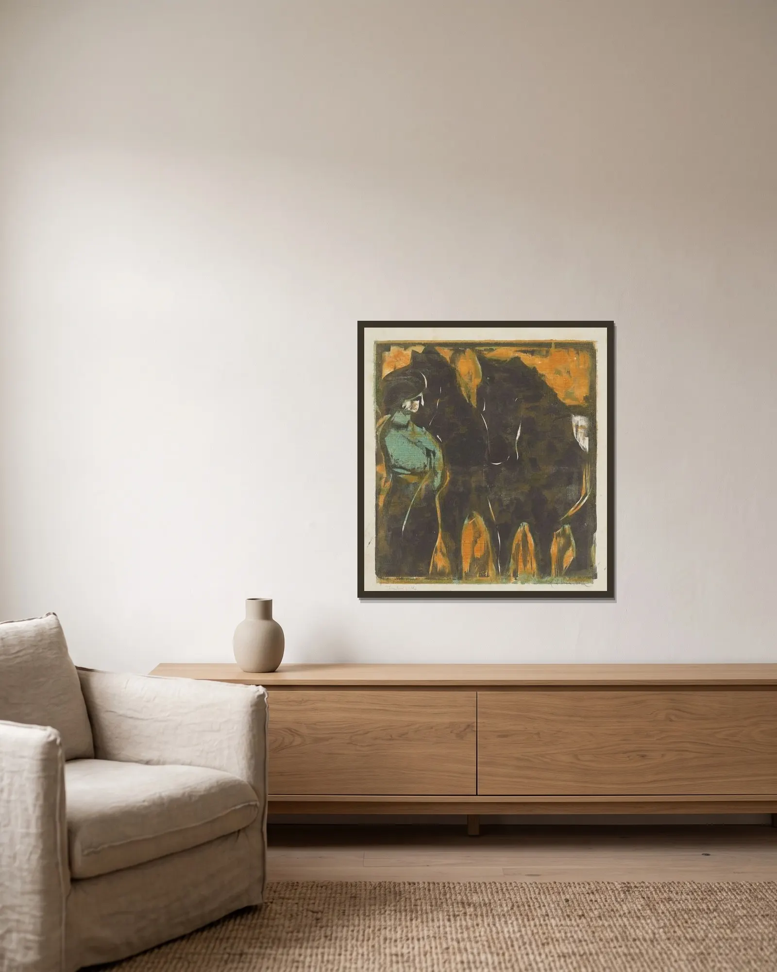 Tattersall av Ernst Ludwig Kirchner inramad på en vägg