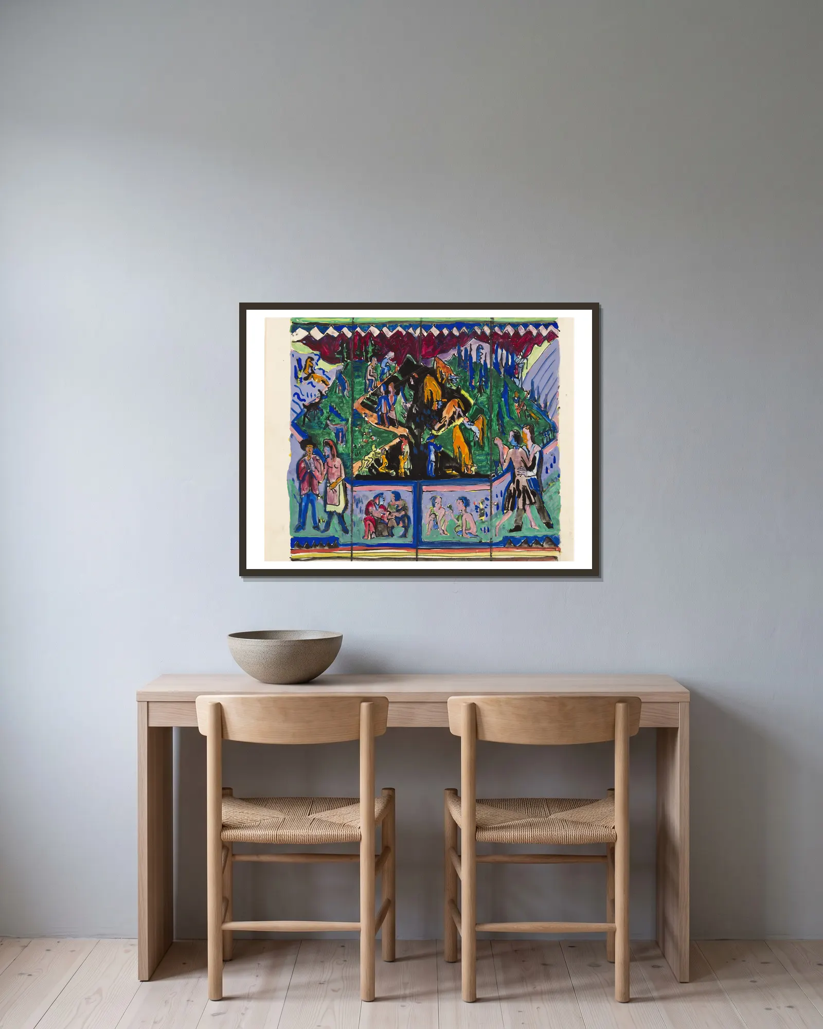 The Life (Hagemann Design) av Ernst Ludwig Kirchner inramad på en vägg