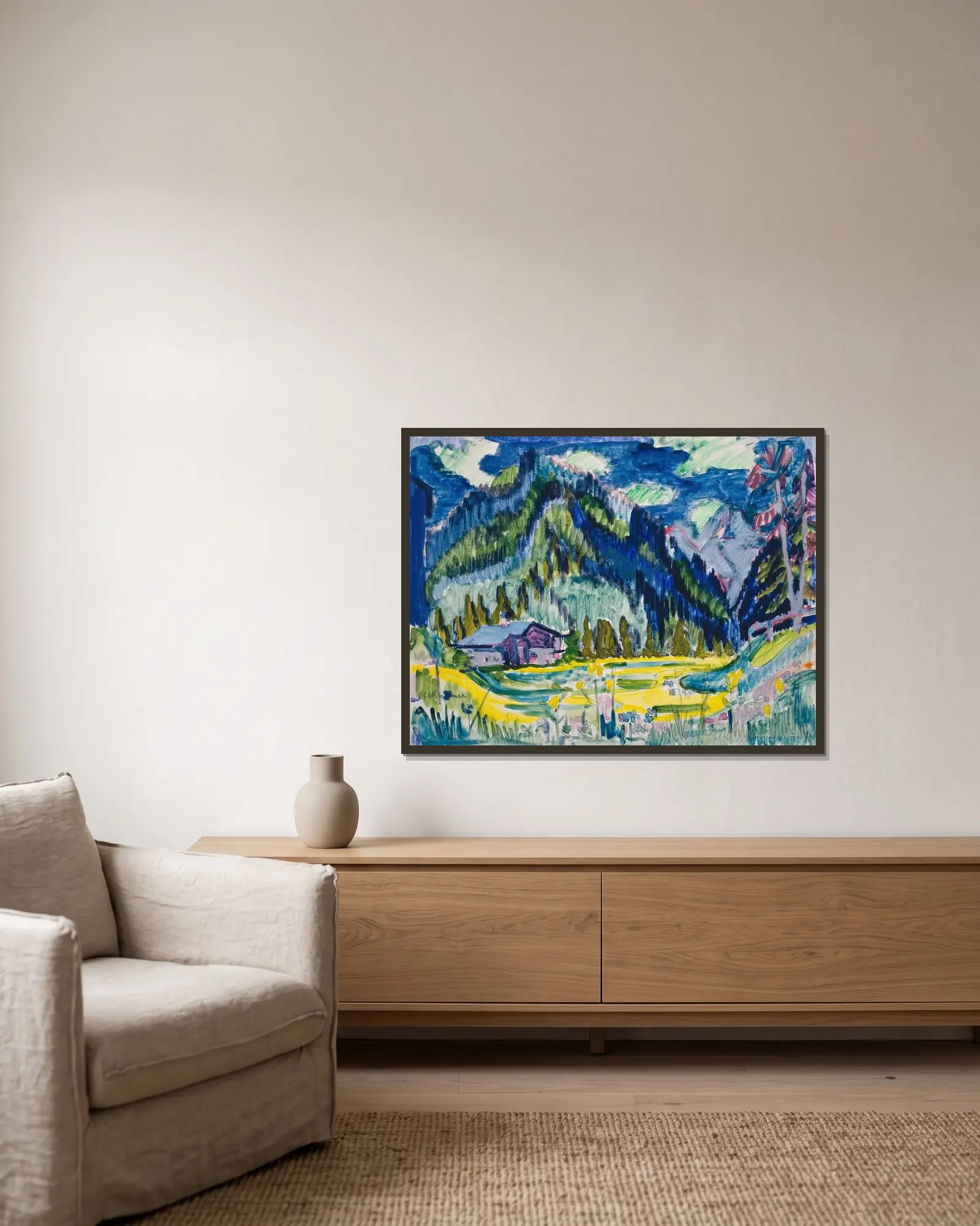 Wild Ground av Ernst Ludwig Kirchner inramad på en vägg