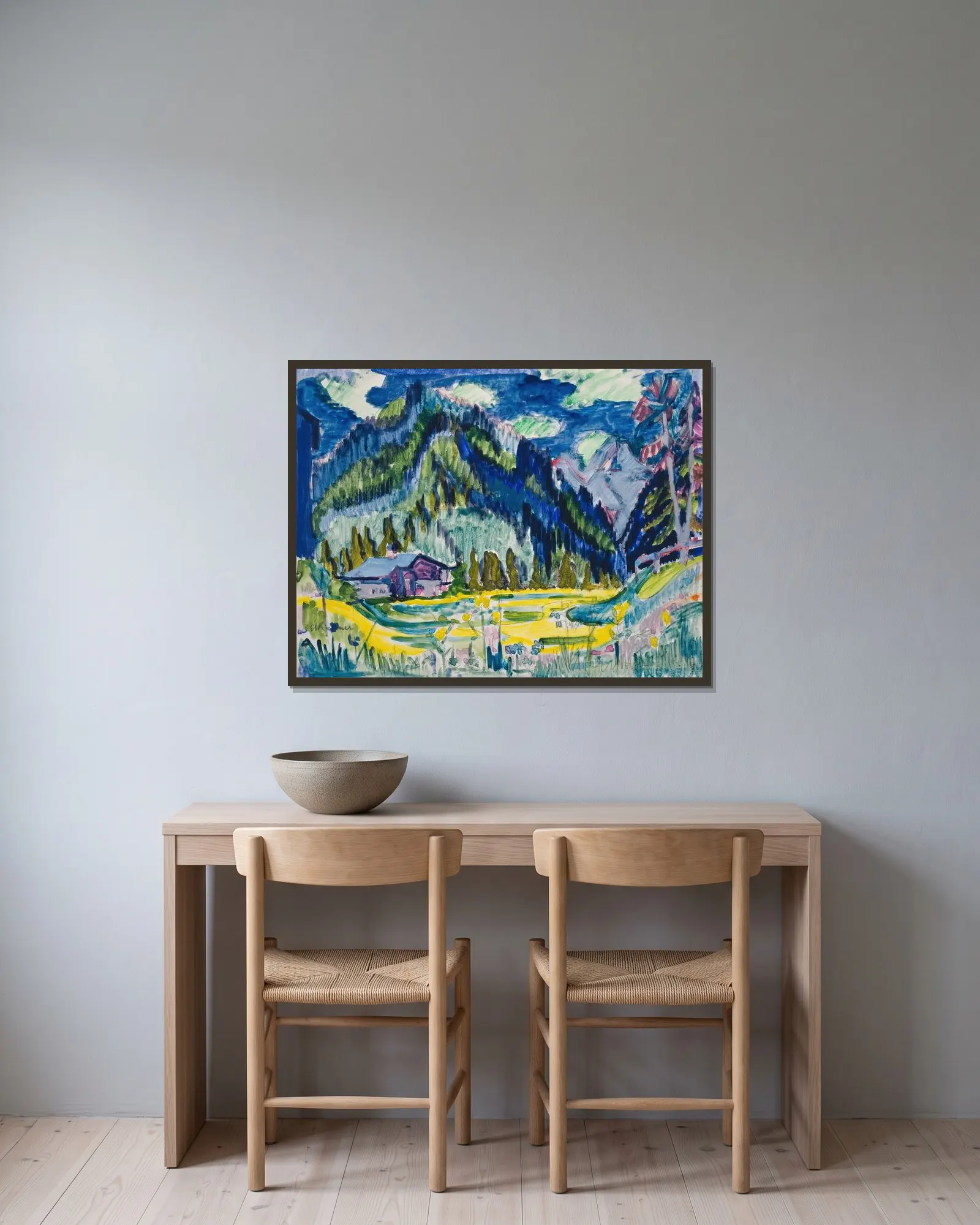 Wild Ground av Ernst Ludwig Kirchner inramad på en vägg