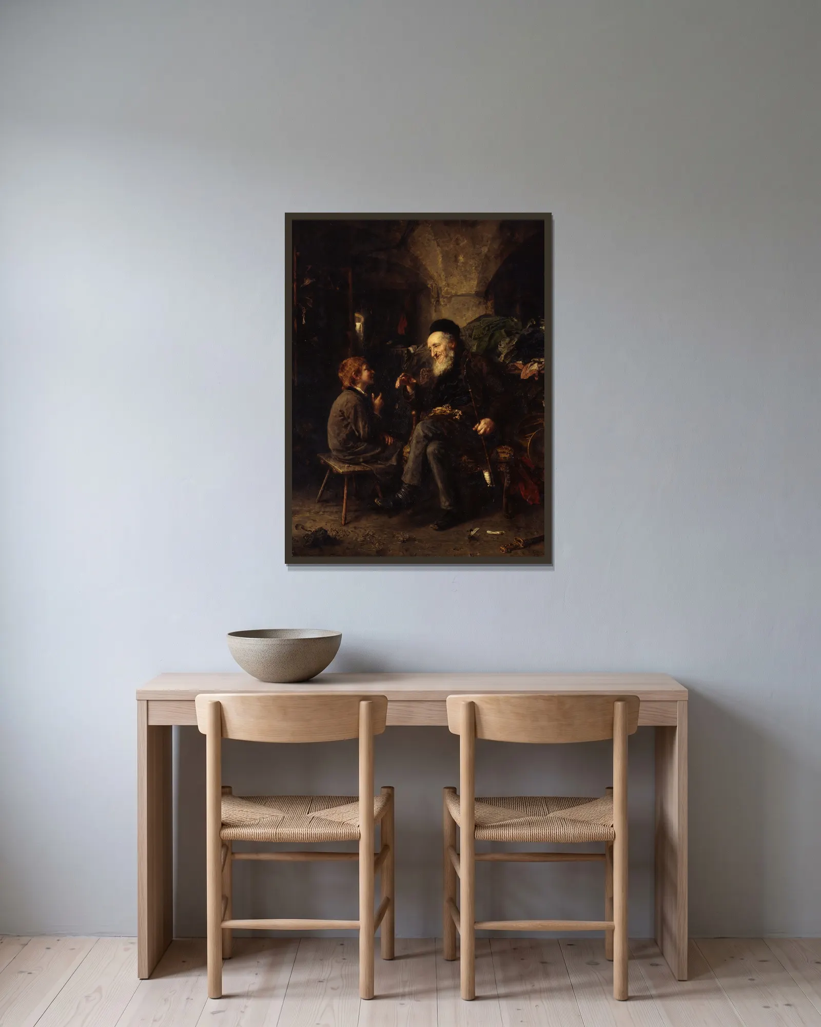 Solomonic wisdom av Ludwig Knaus inramad på en vägg