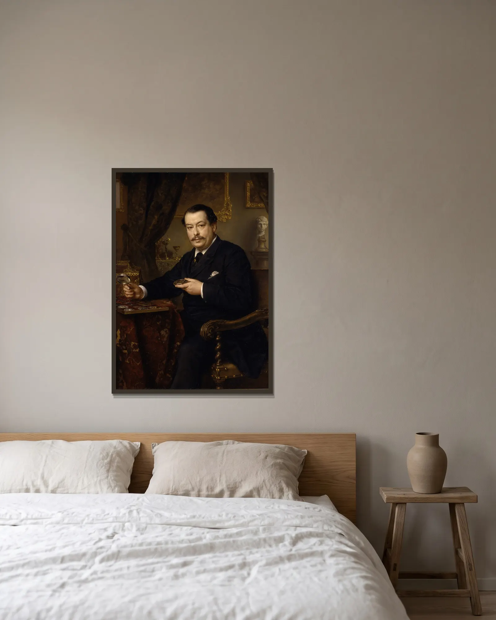 The banker Itzinger av Ludwig Knaus inramad på en vägg