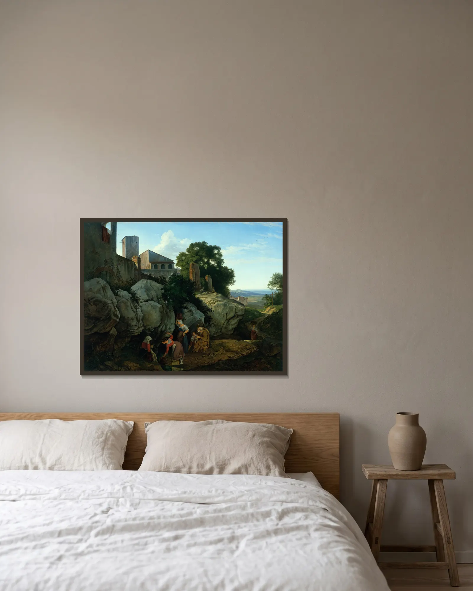 Ariccia (Morning) av Adrian Ludwig Richter inramad på en vägg