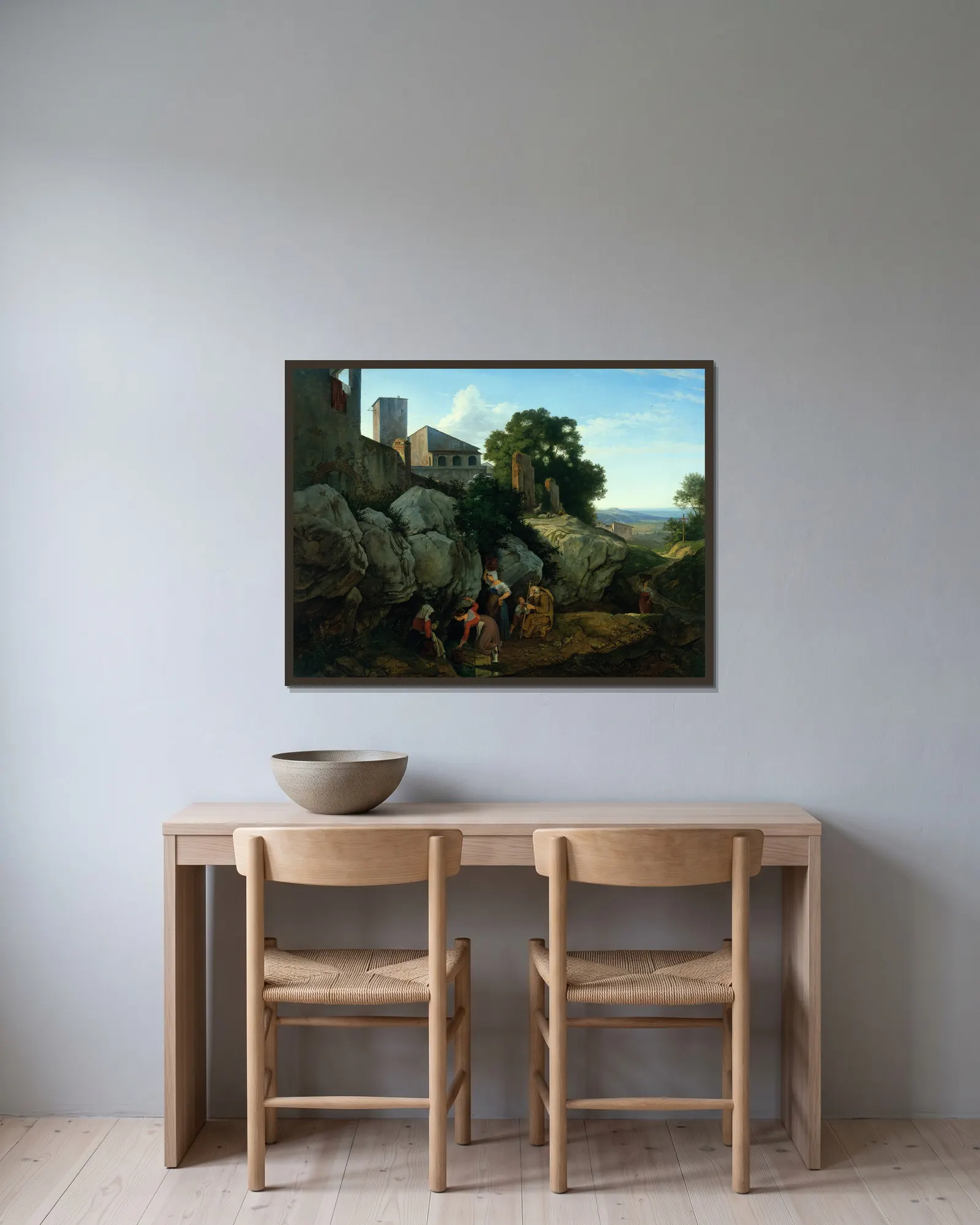 Ariccia (Morning) av Adrian Ludwig Richter inramad på en vägg