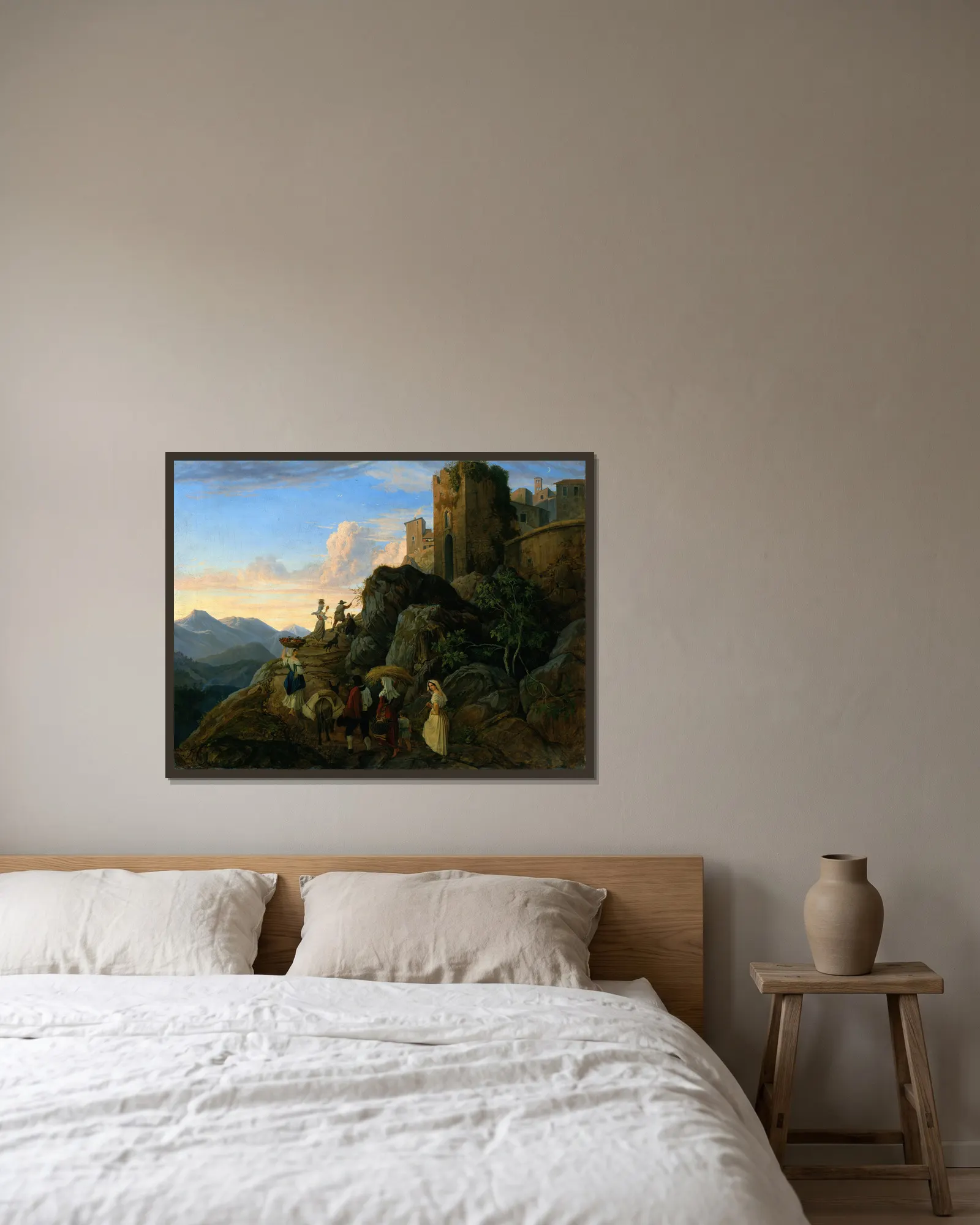 Civitella (Evening) av Adrian Ludwig Richter inramad på en vägg