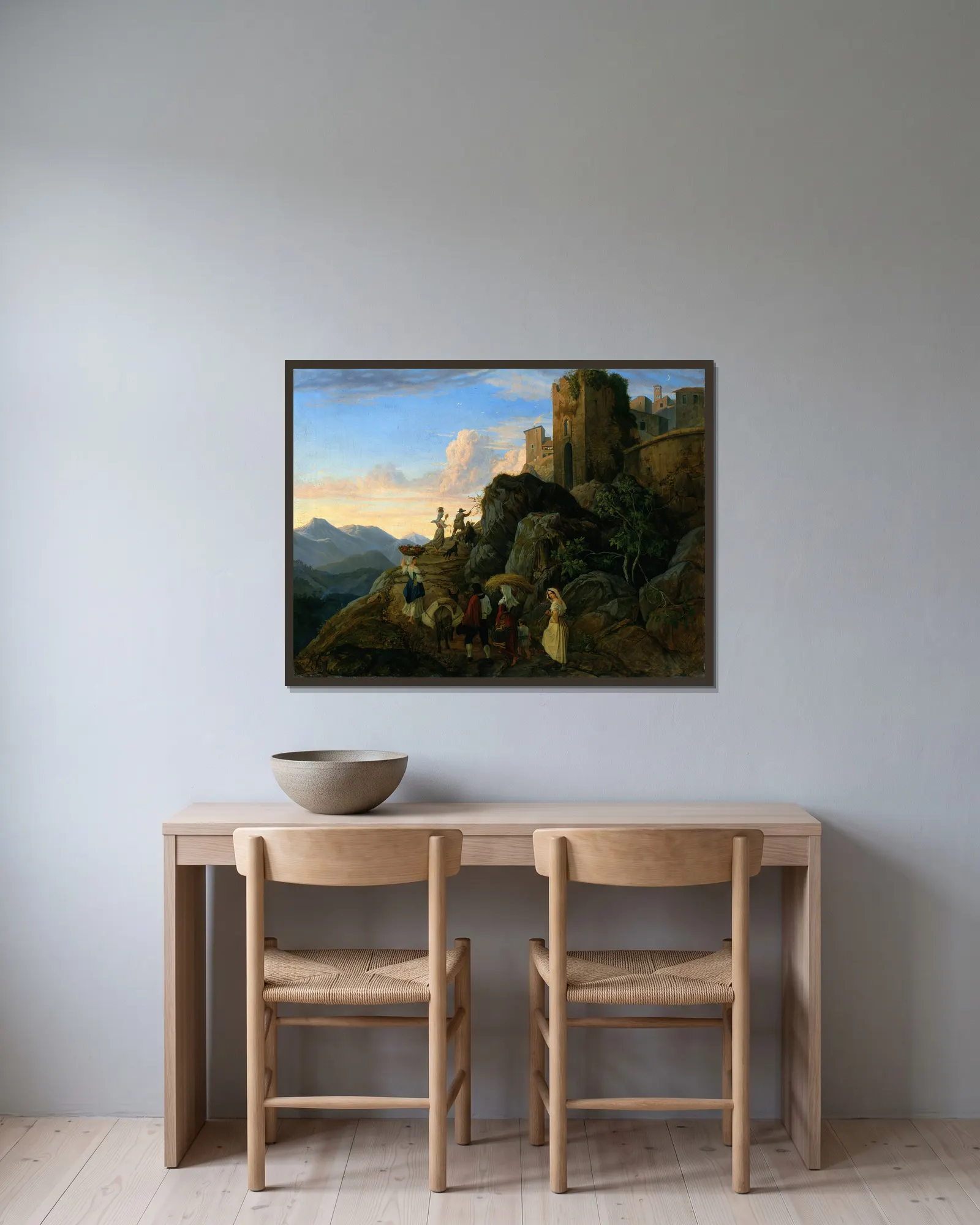 Civitella (Evening) av Adrian Ludwig Richter inramad på en vägg