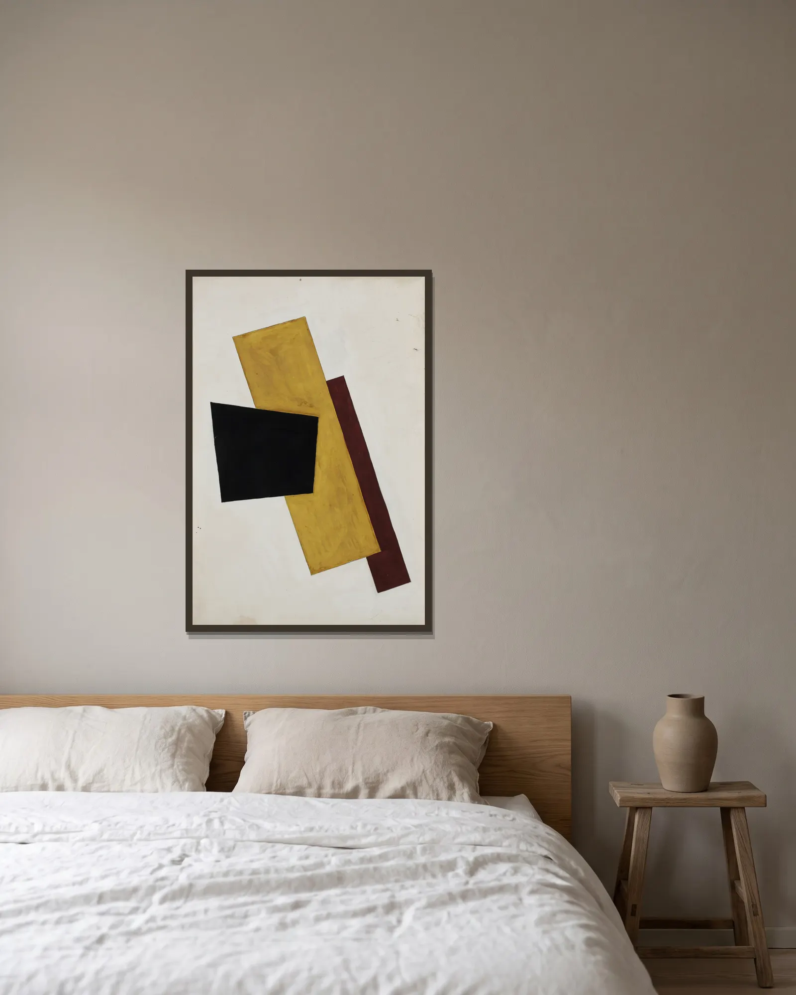Composition av Lyubov Popova inramad på en vägg