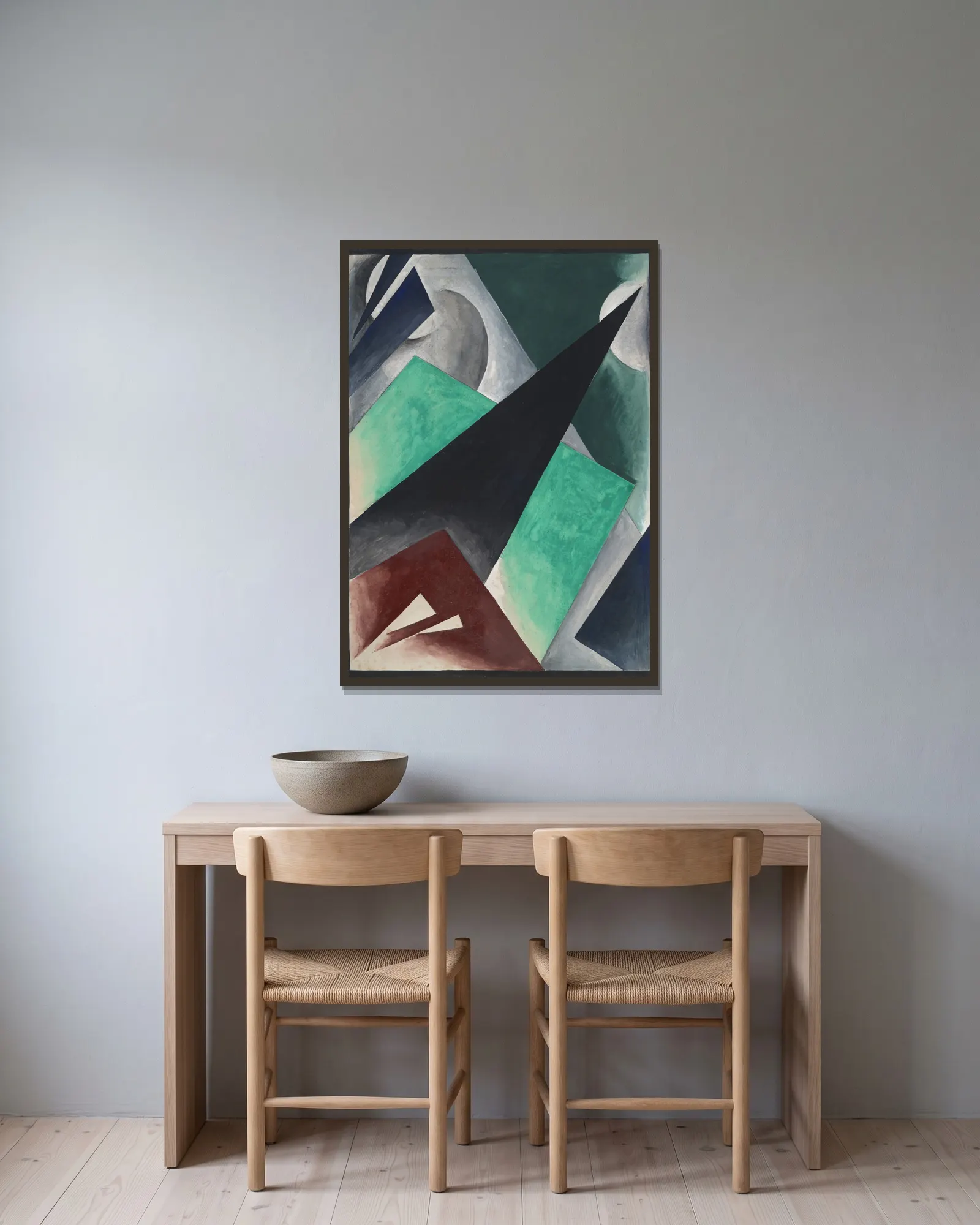 Painterly Architectonic, 1918 – nr 2 av Lyubov Popova inramad på en vägg