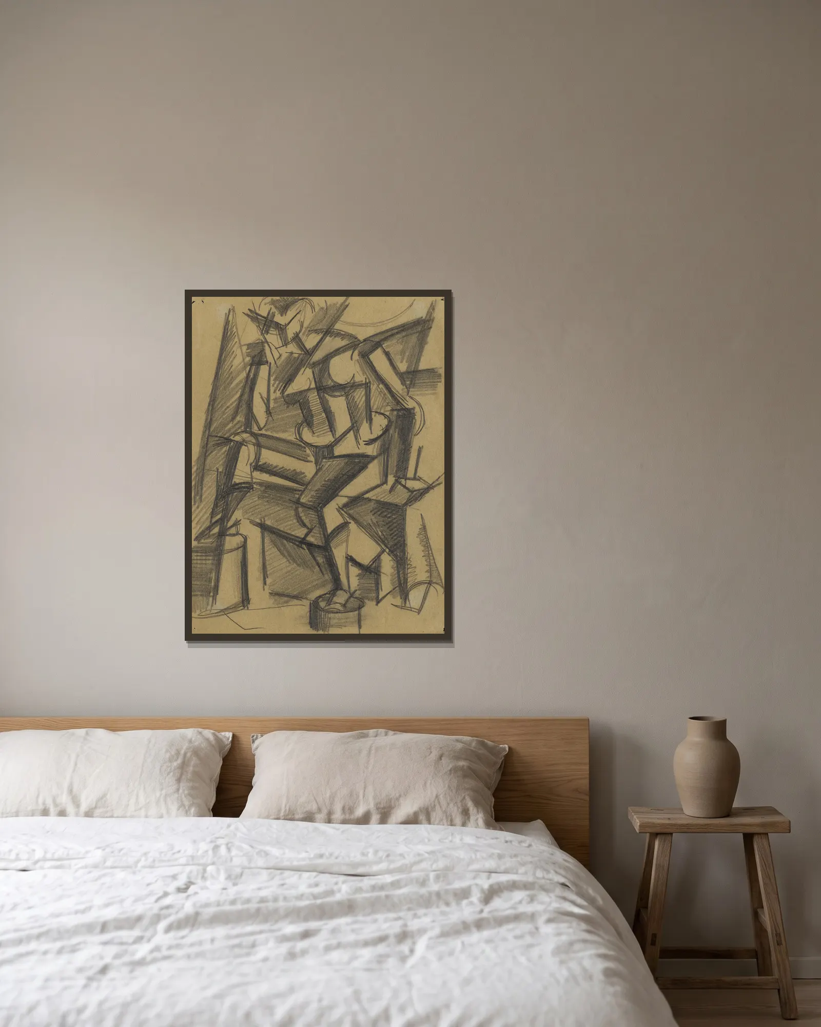 Untitled (Seated Nude), 1914 av Lyubov Popova inramad på en vägg