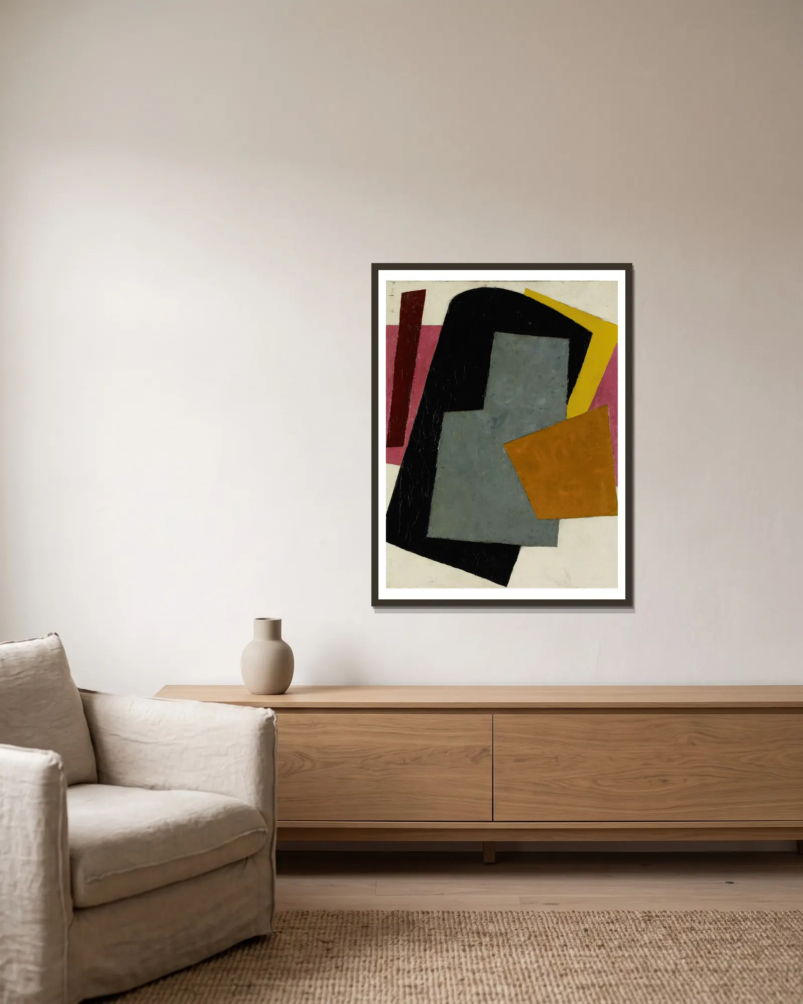 Untitled Compositions, 1921 av Lyubov Popova inramad på en vägg